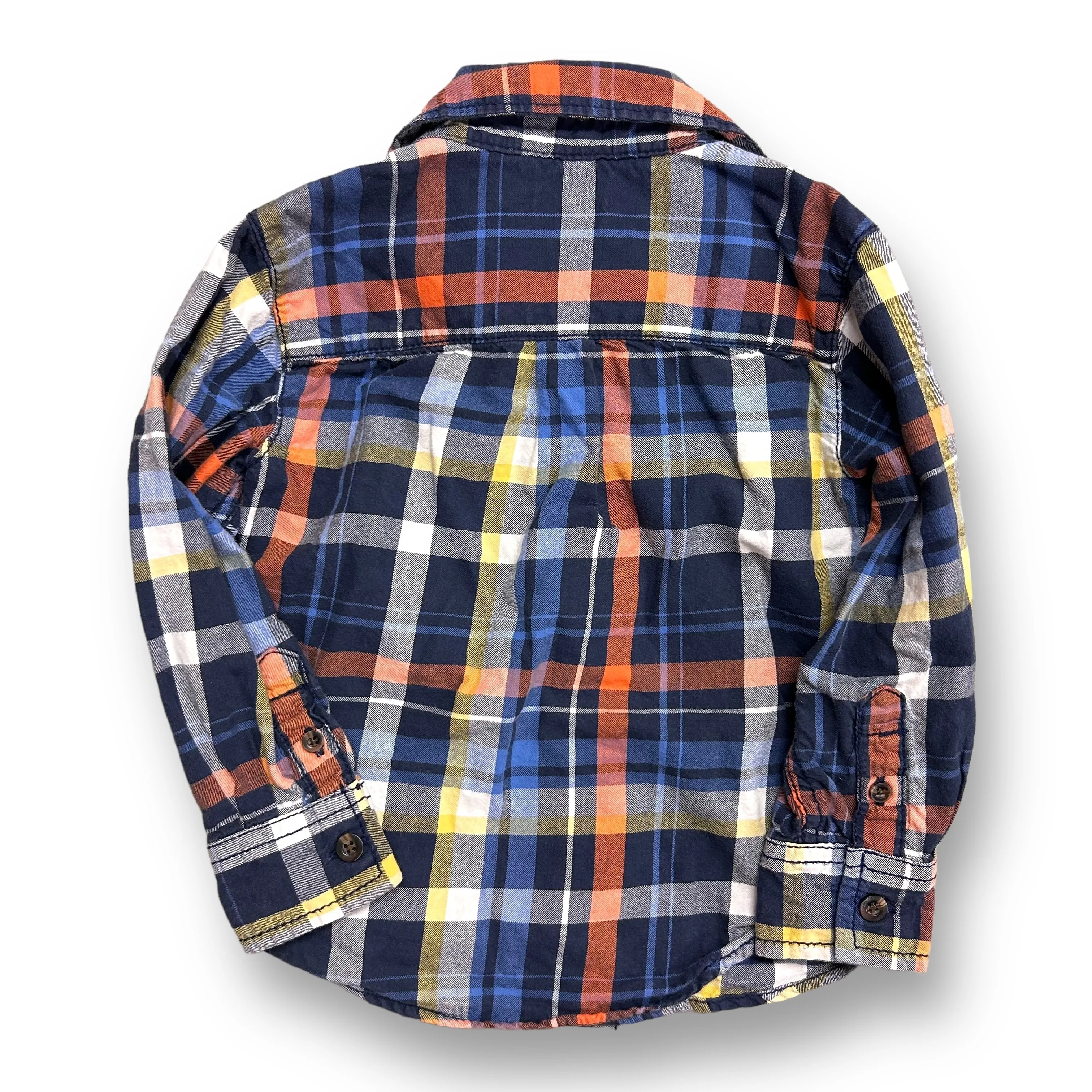 Boys Carter's Size 2T Blue/Orange Plaid Soft Button Down Shirt