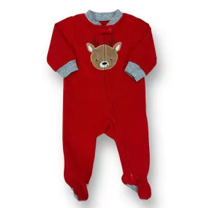 Boys Carter's Size 6 Months Red Fleece Reindeer Christmas Pajamas