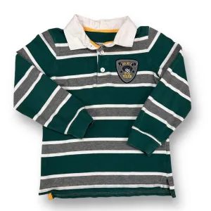Boys Carter's Size 7 Green & Gray Striped Long Sleeve Polo Shirt