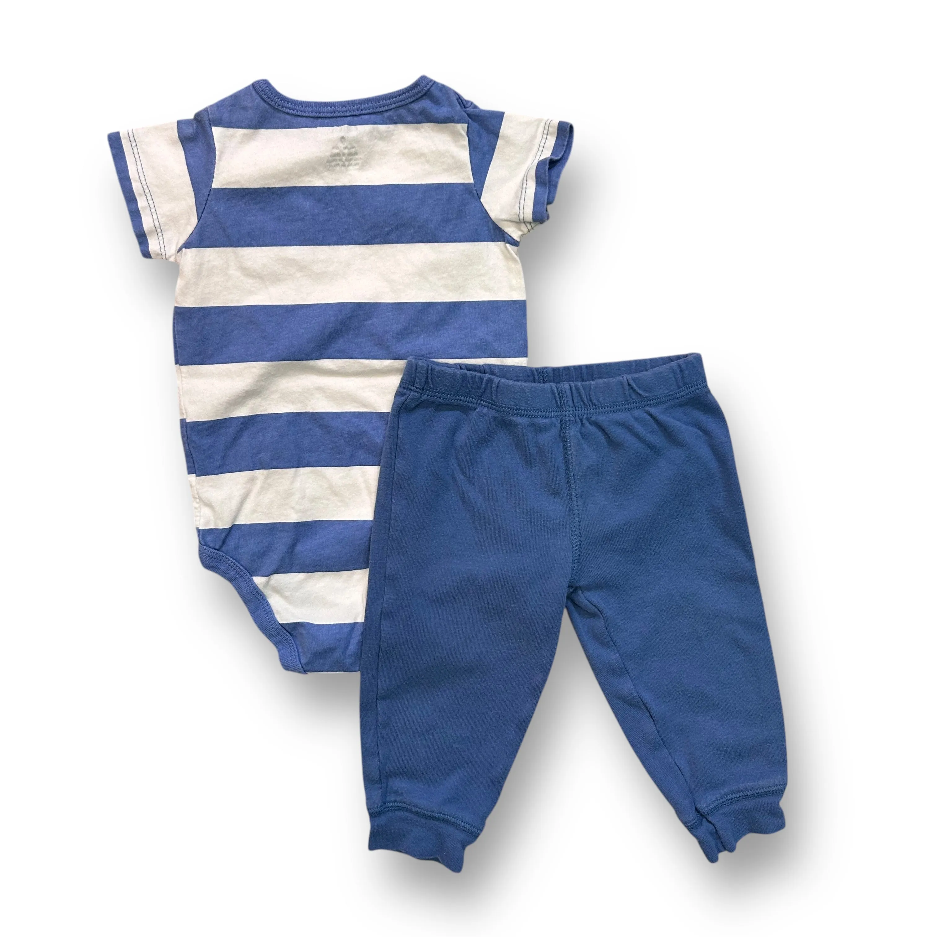 Boys Carter's Size 9 Months Blue & White Snap Bottom Monster Outfit