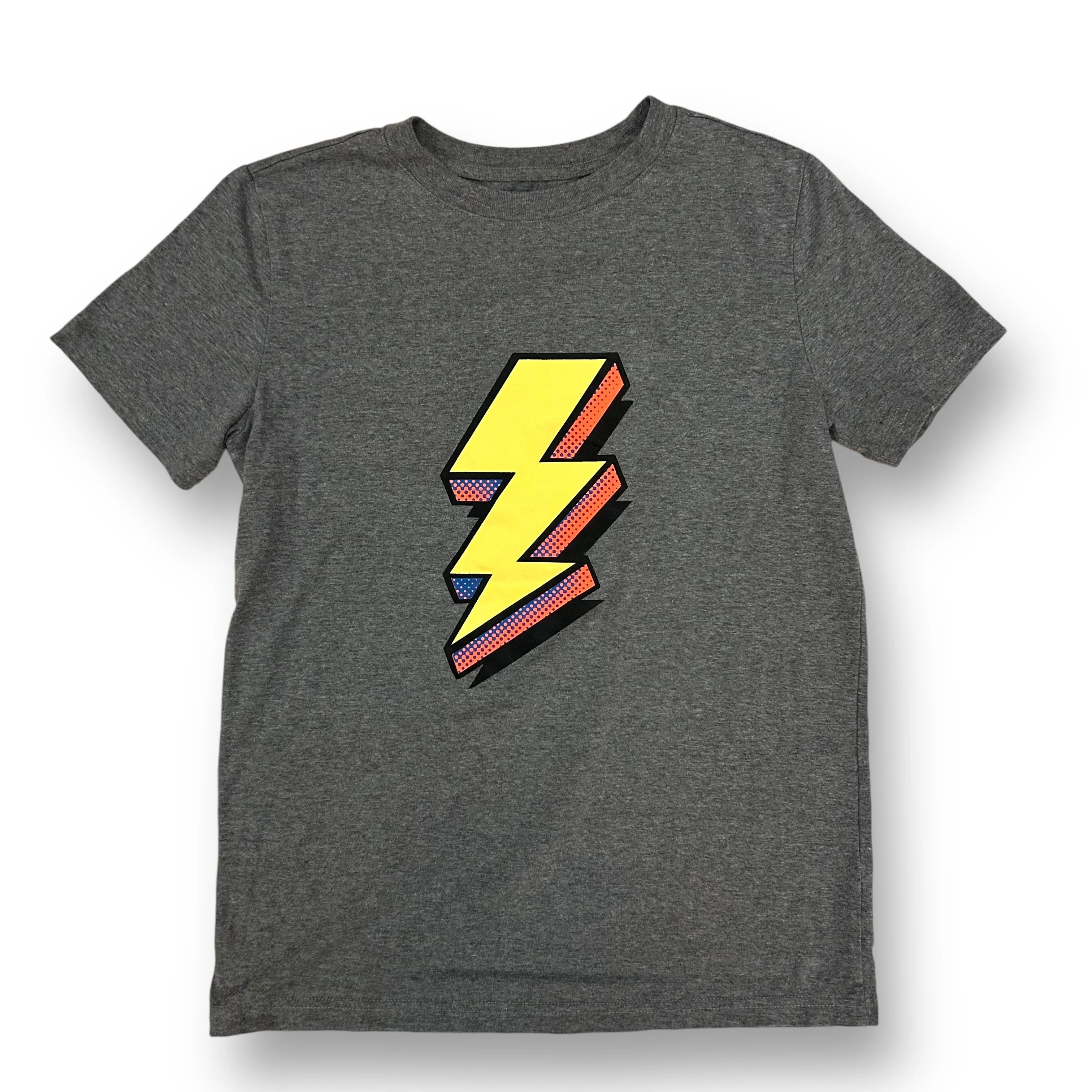 Boys Cat & Jack Size 12/14 L Gray Lightning Bolt Short Sleeve Shirt