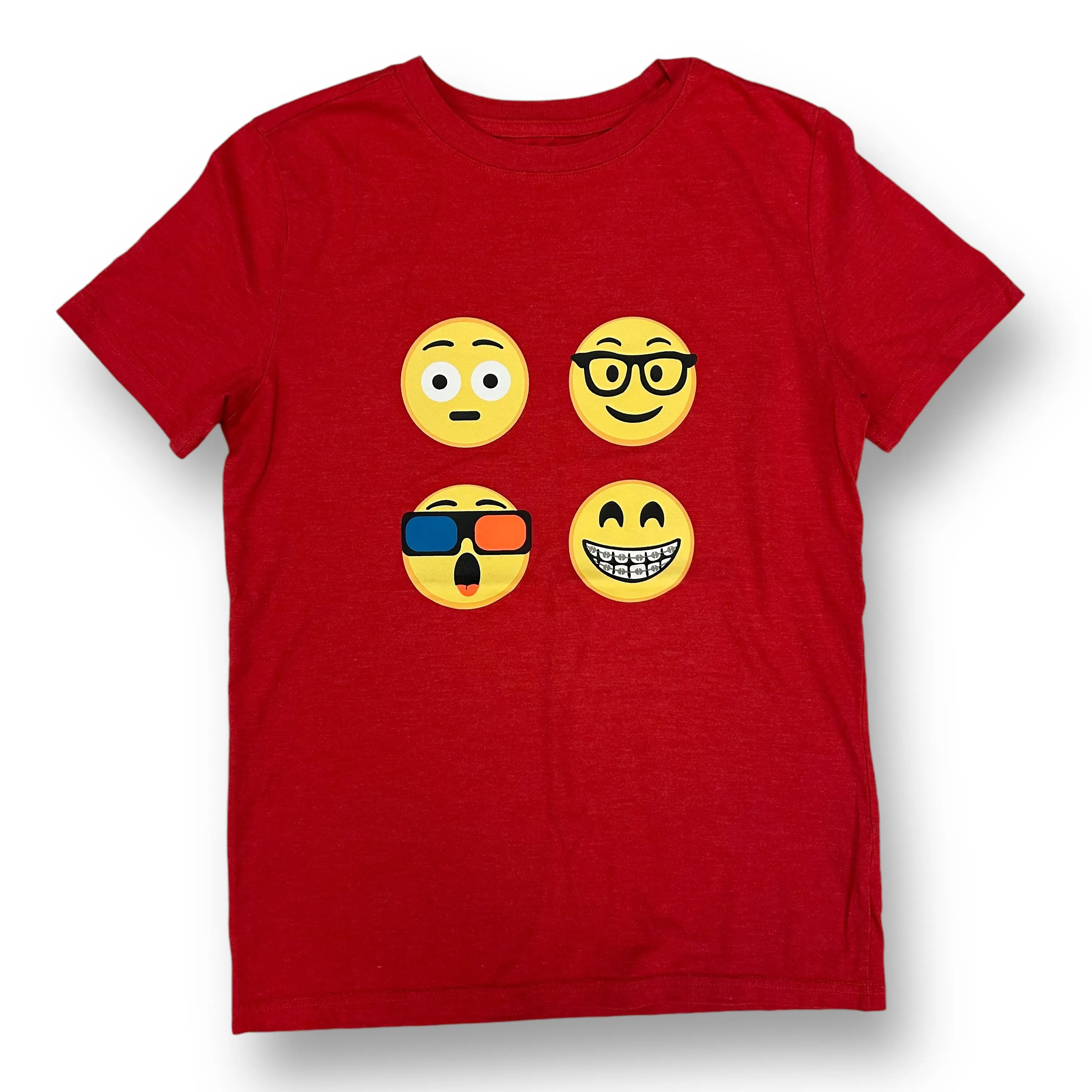 Boys Cat & Jack Size 12/14 L Red Emoji Short Sleeve Shirt