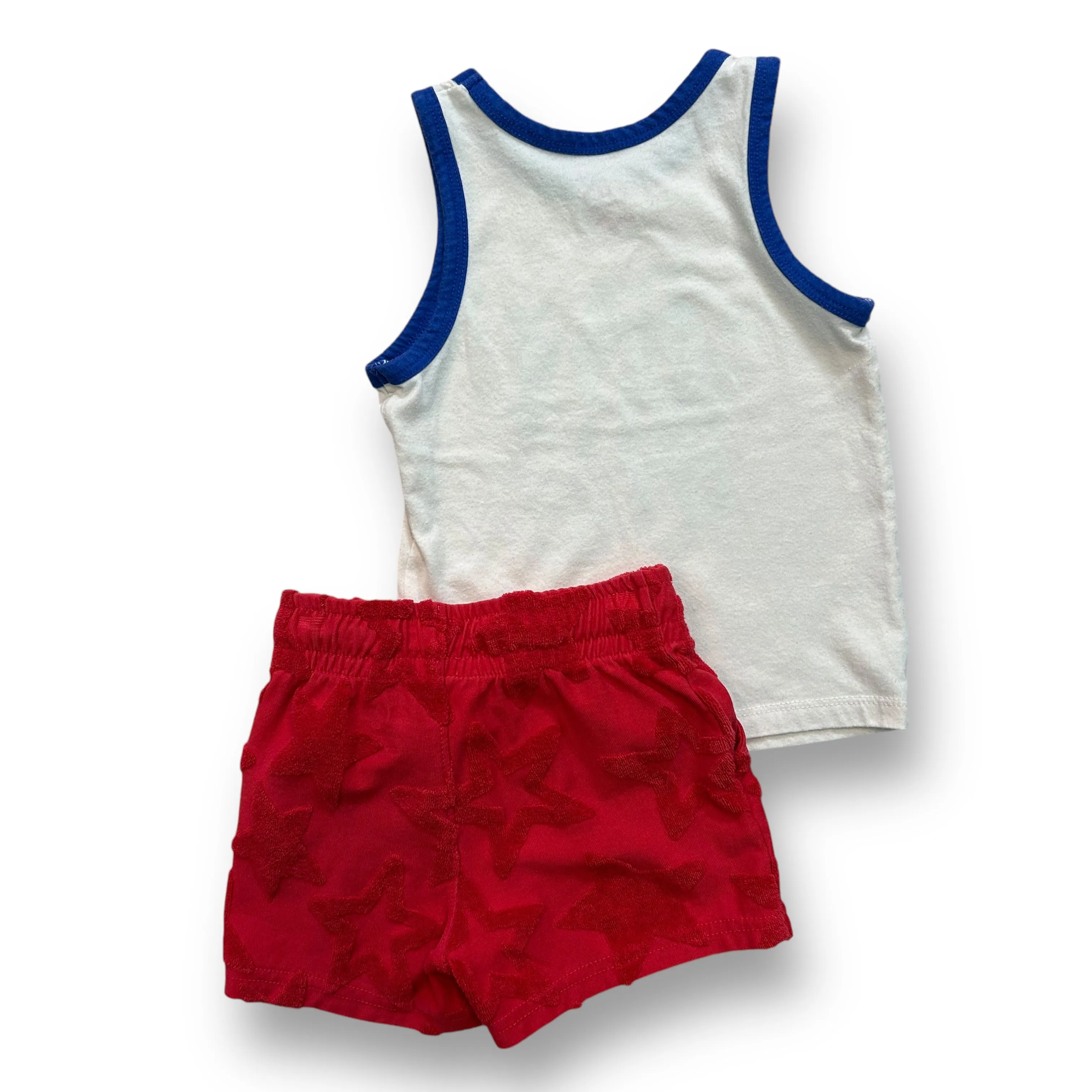 Boys Cat & Jack Size 18 Months Red White Blue 4th of July Sleeveless 2-Pc Outfit