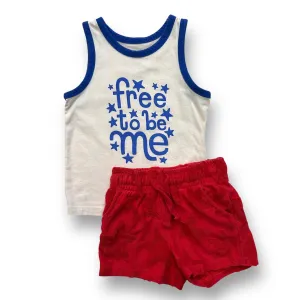 Boys Cat & Jack Size 18 Months Red White Blue 4th of July Sleeveless 2-Pc Outfit