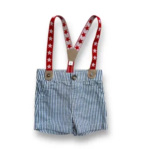 Boys Cat & Jack Size 3-6 Months Striped Shorts with Red Suspenders