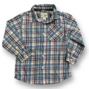 Boys Children's Place Size 4T Blue Plaid Long Sleeve Button Down Shirt