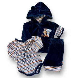 Boys Disney Baby Size 0-3 Months Velour Winnie the Pooh Tigger 3-Pc Outfit