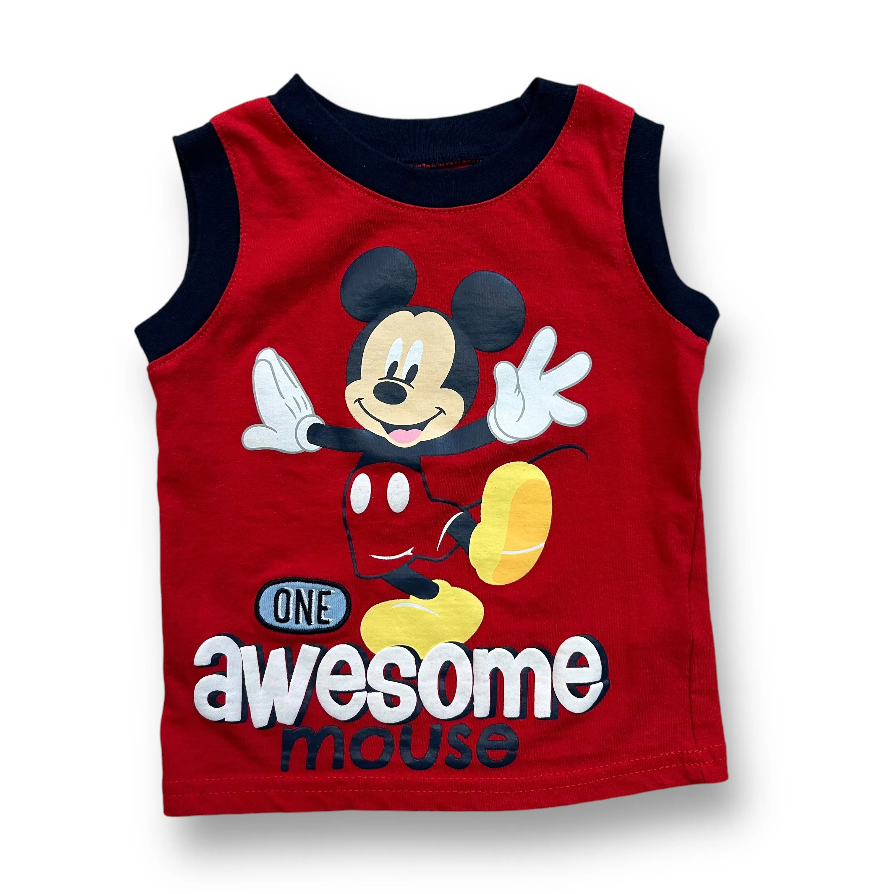 Boys Disney Baby Size 12 Months Red Embroidered Mickey Tank
