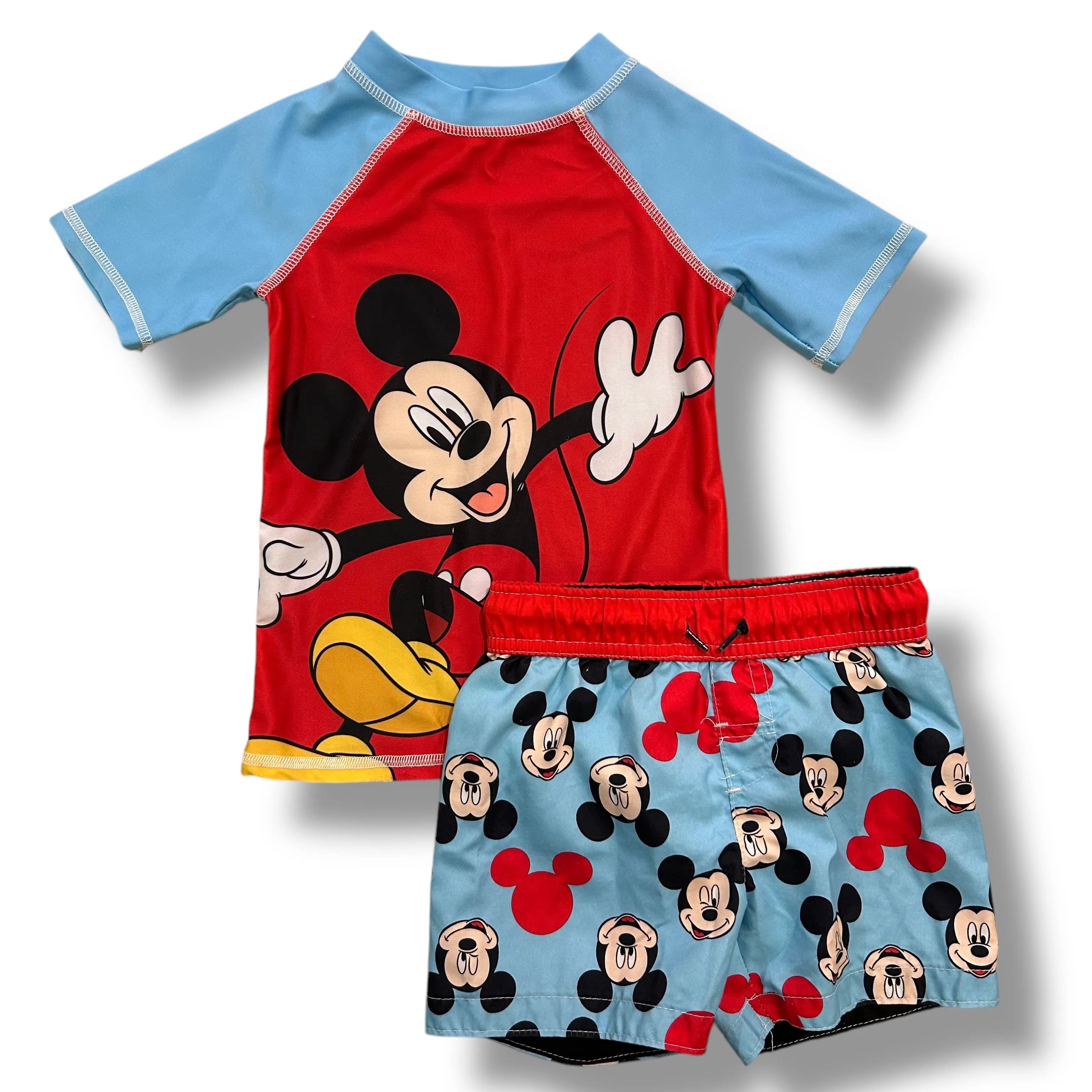 Boys Disney Junior Size 2T Mickey Mouse Swim Trunks and Rashguard