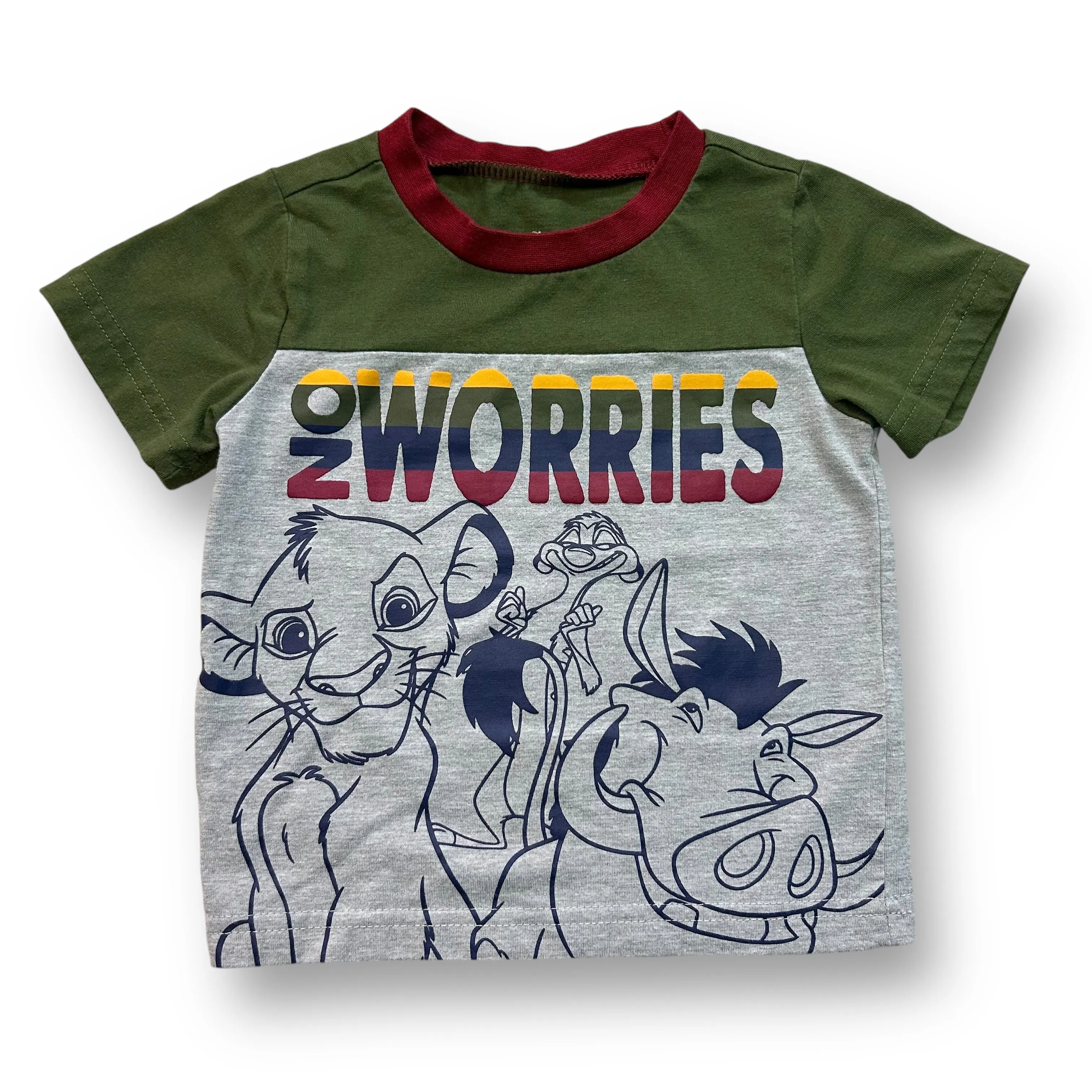 Boys Disney Size 2T Gray & Green Lion King Short Sleeve Shirt
