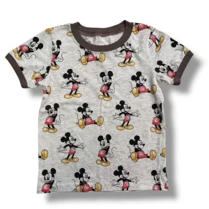 Boys Disney Size 2T Light Beige Mickey Print Short Sleeve Shirt