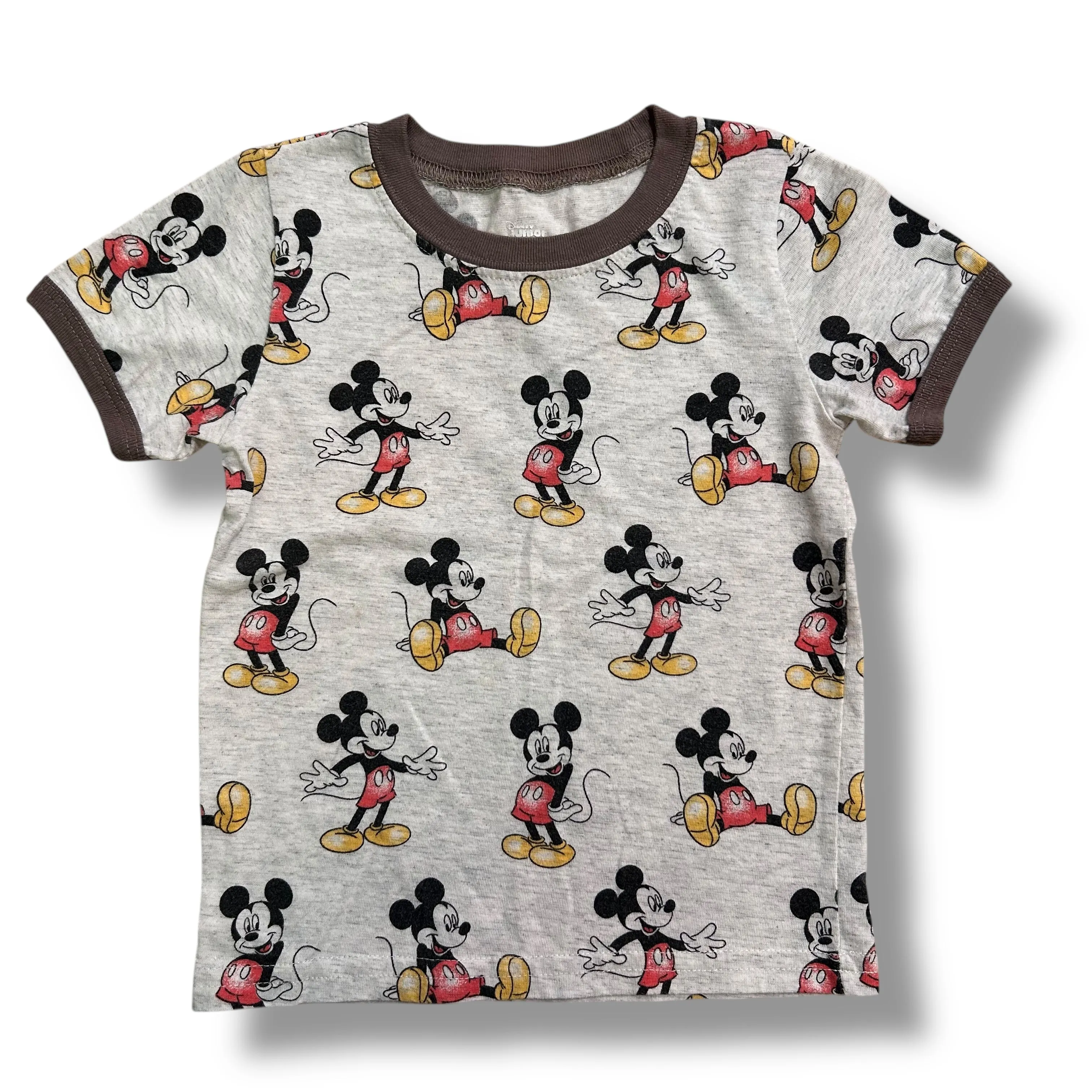 Boys Disney Size 2T Light Beige Mickey Print Short Sleeve Shirt