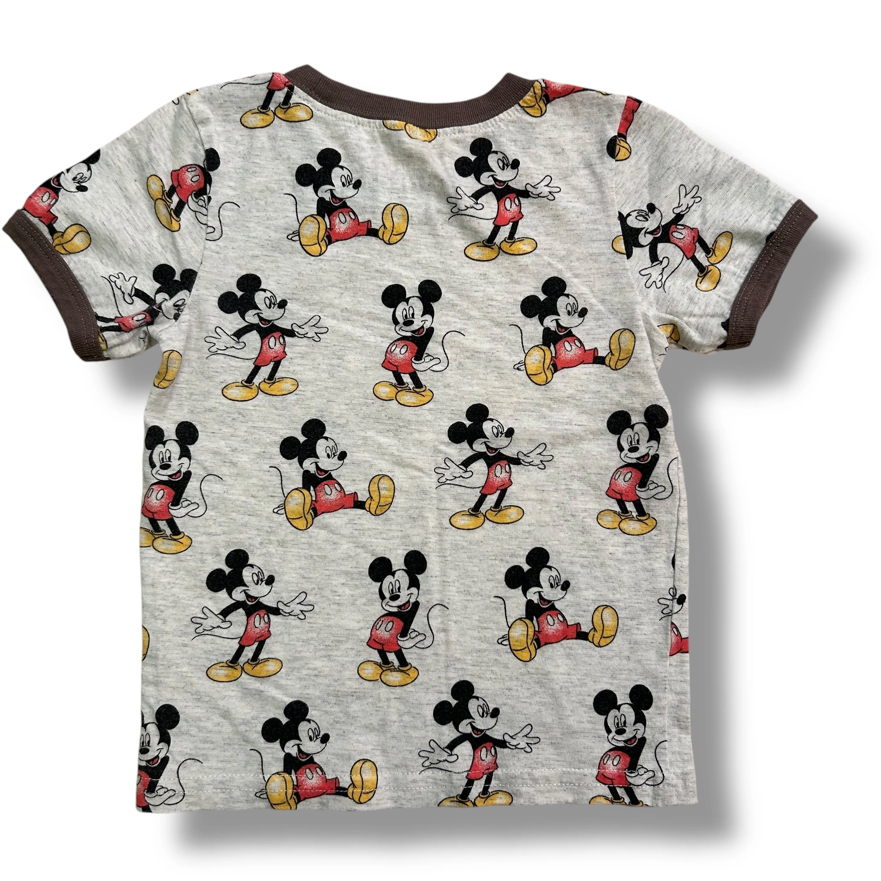 Boys Disney Size 2T Light Beige Mickey Print Short Sleeve Shirt