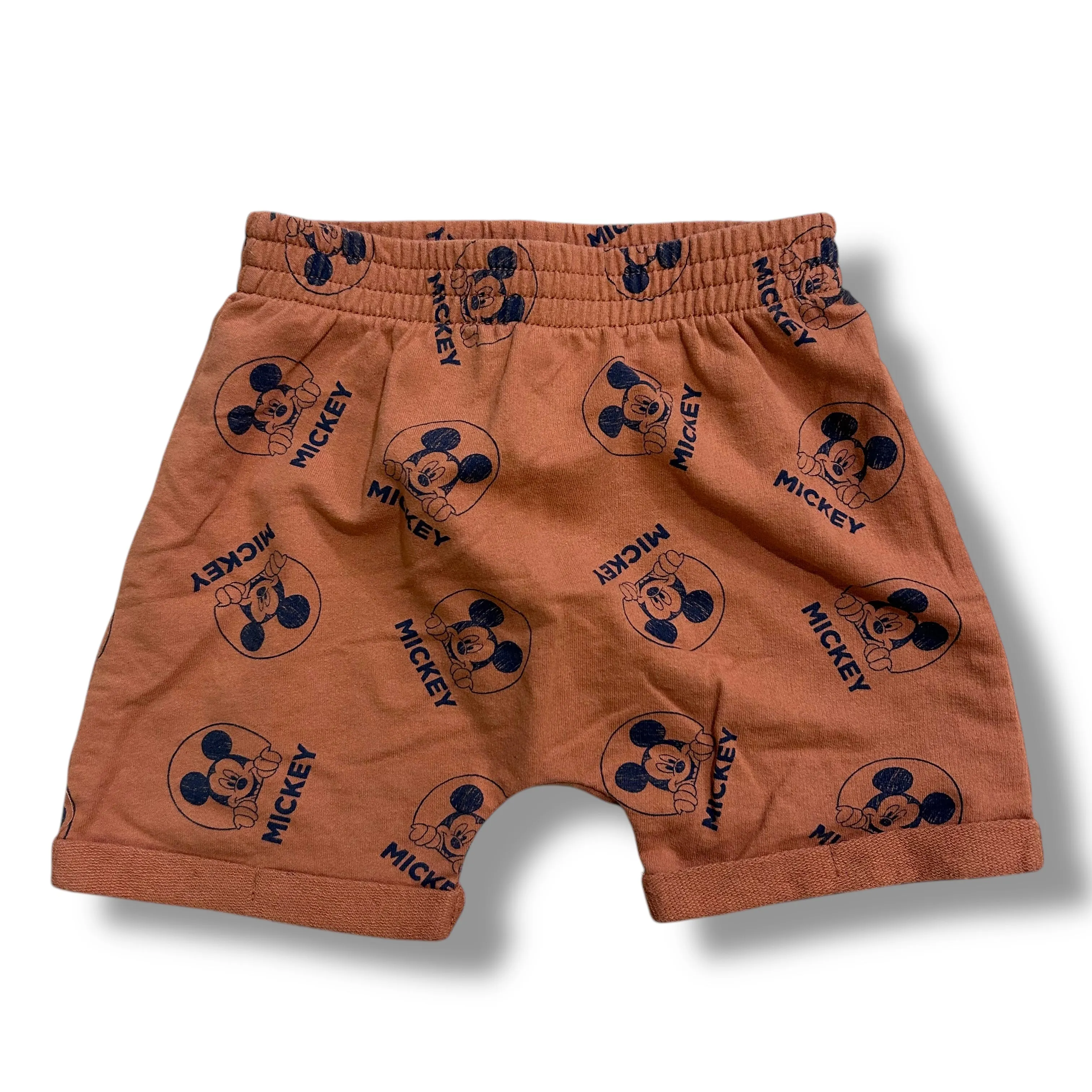 Boys Disney Size 3T Mickey Mouse Burnt Orange Pull-On Comfy Shorts