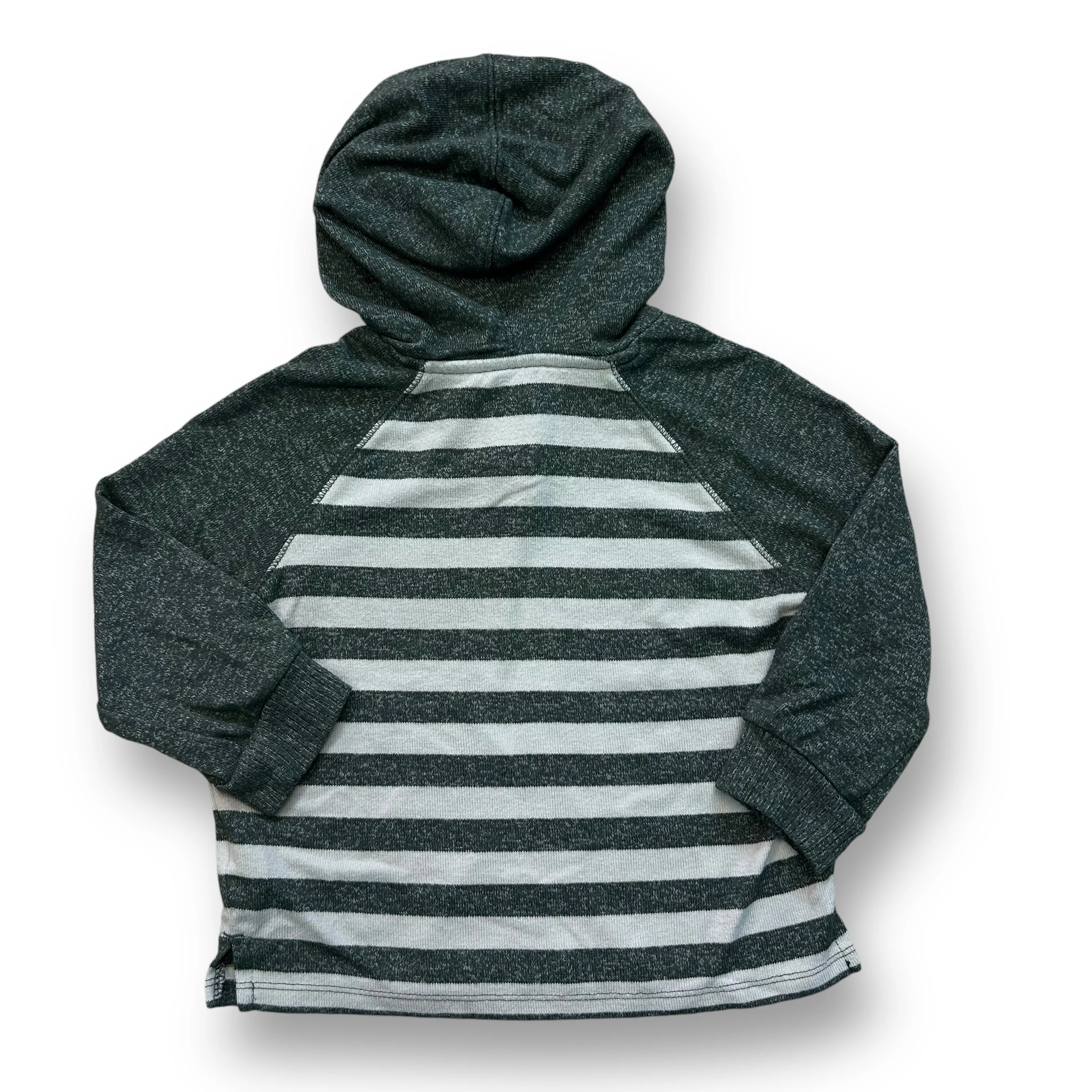 Boys Easy Peasy Size 2T Green & Cream Striped Hooded Long Sleeve Shirt