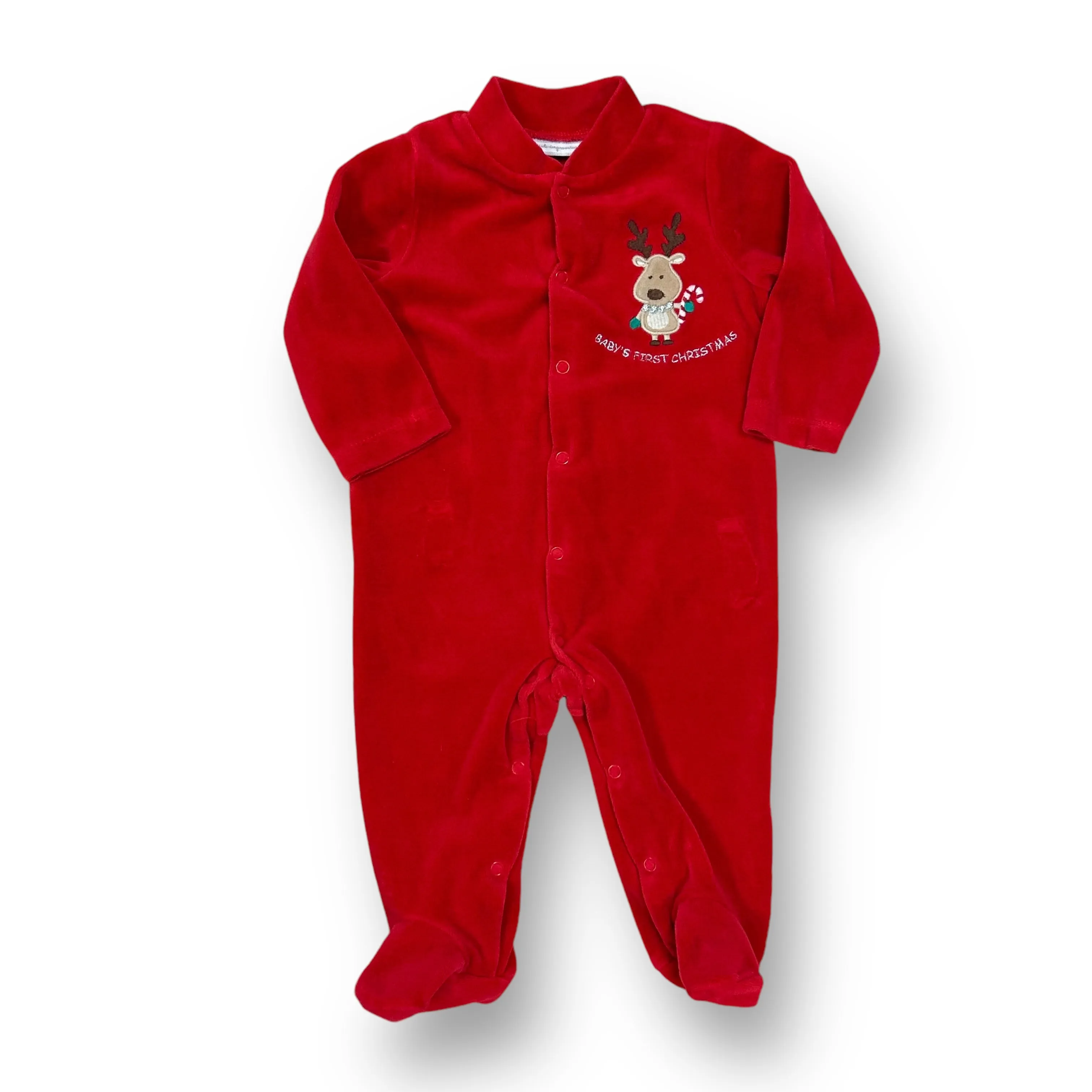 Boys First Impressions Size 3-6 Months Red Velour 1st Christmas Footie Sleeper