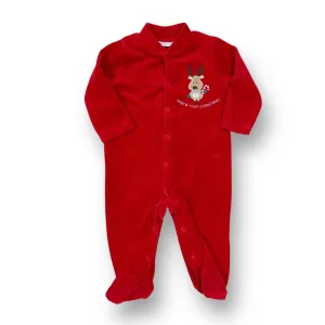 Boys First Impressions Size 3-6 Months Red Velour 1st Christmas Footie Sleeper