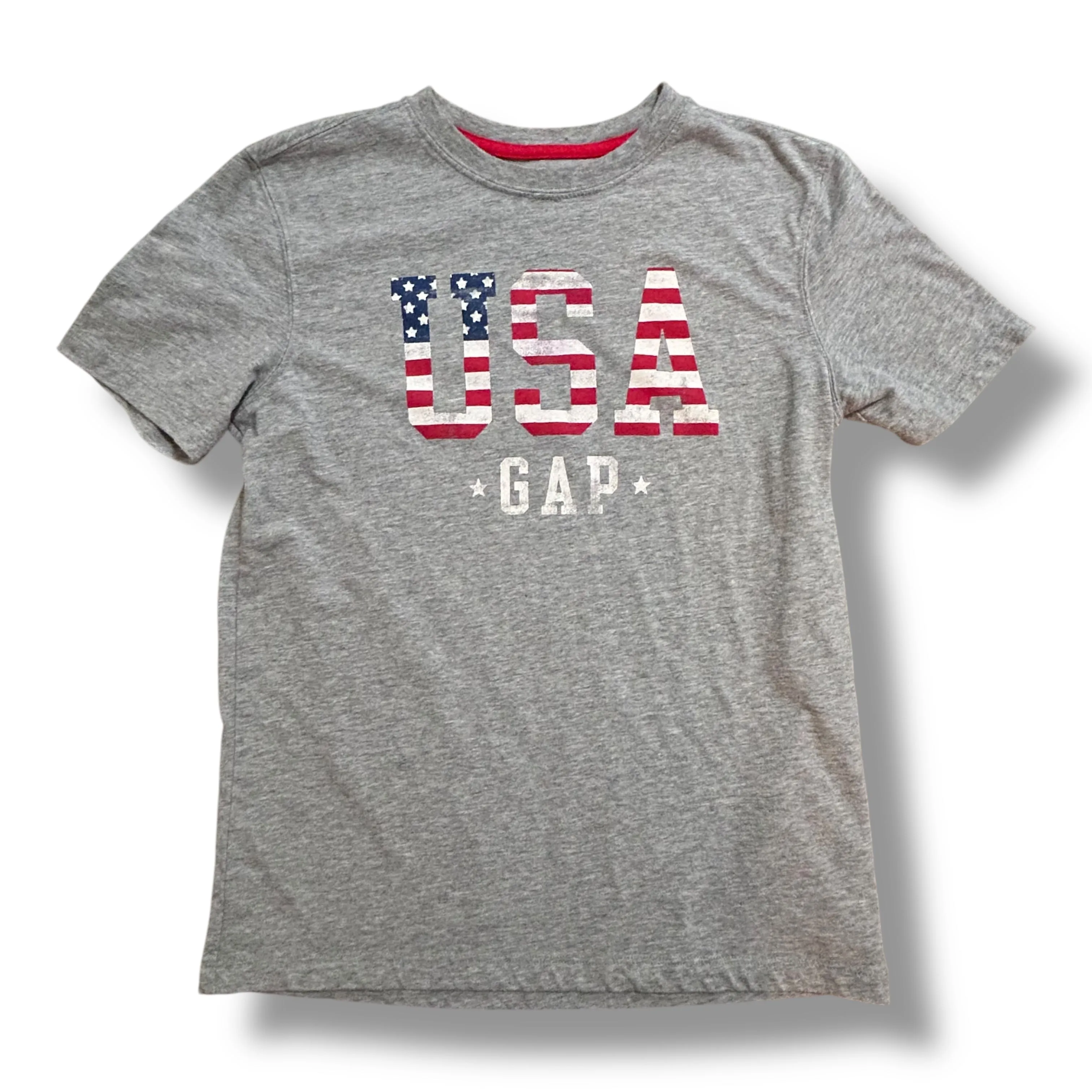 Boys Gap Size 10/12 Gray USA 4th of July Short Sleeve Shirt