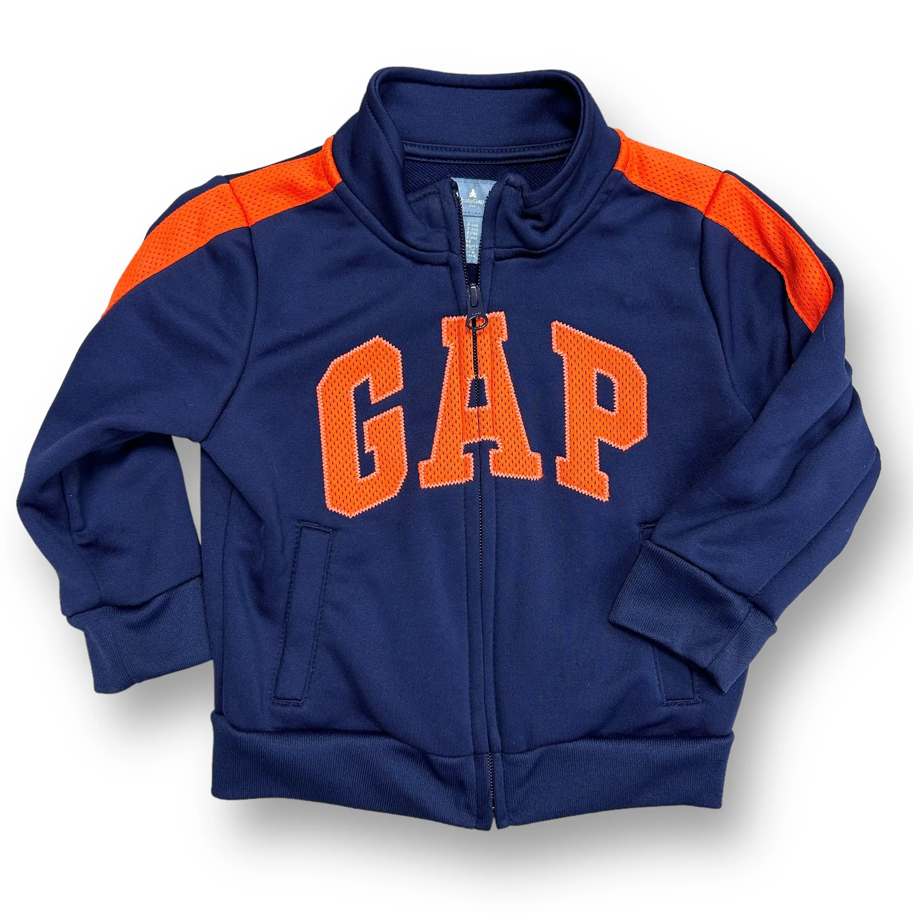 Boys Gap Size 2 Navy Zippered Logo Warm Up Jacket