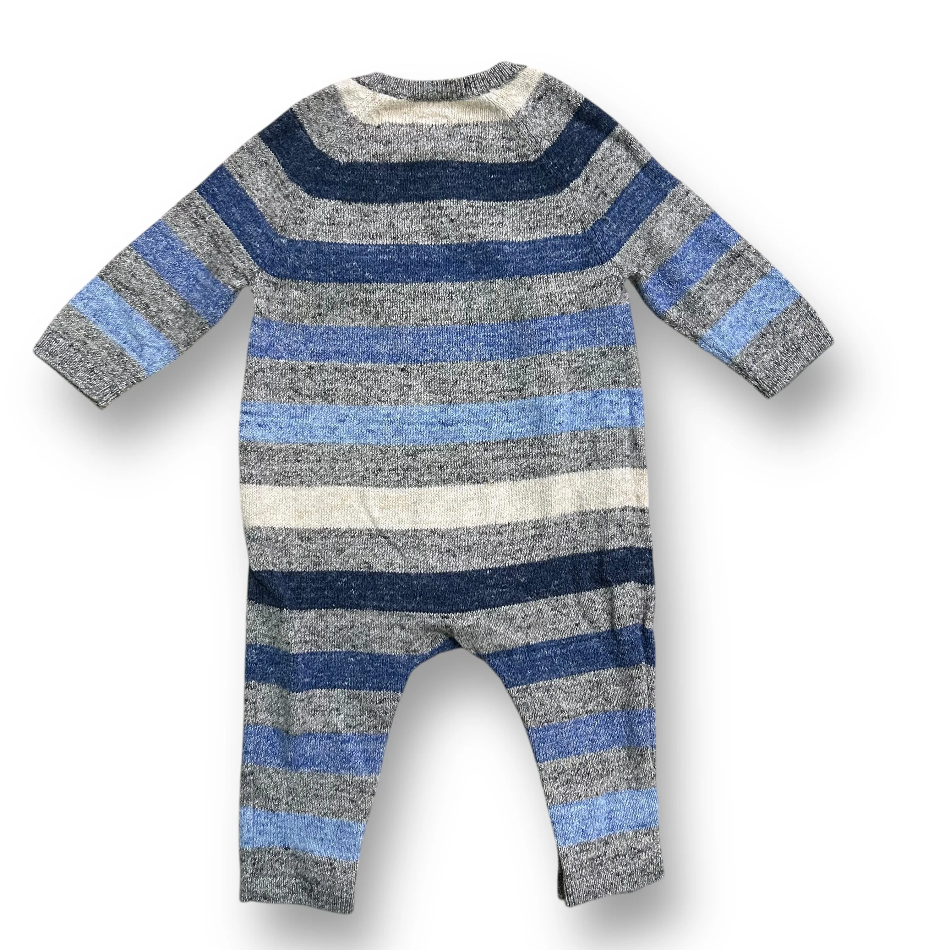 Boys Gap Size 3-6 Months Blue & Gray Striped Sweater Romper