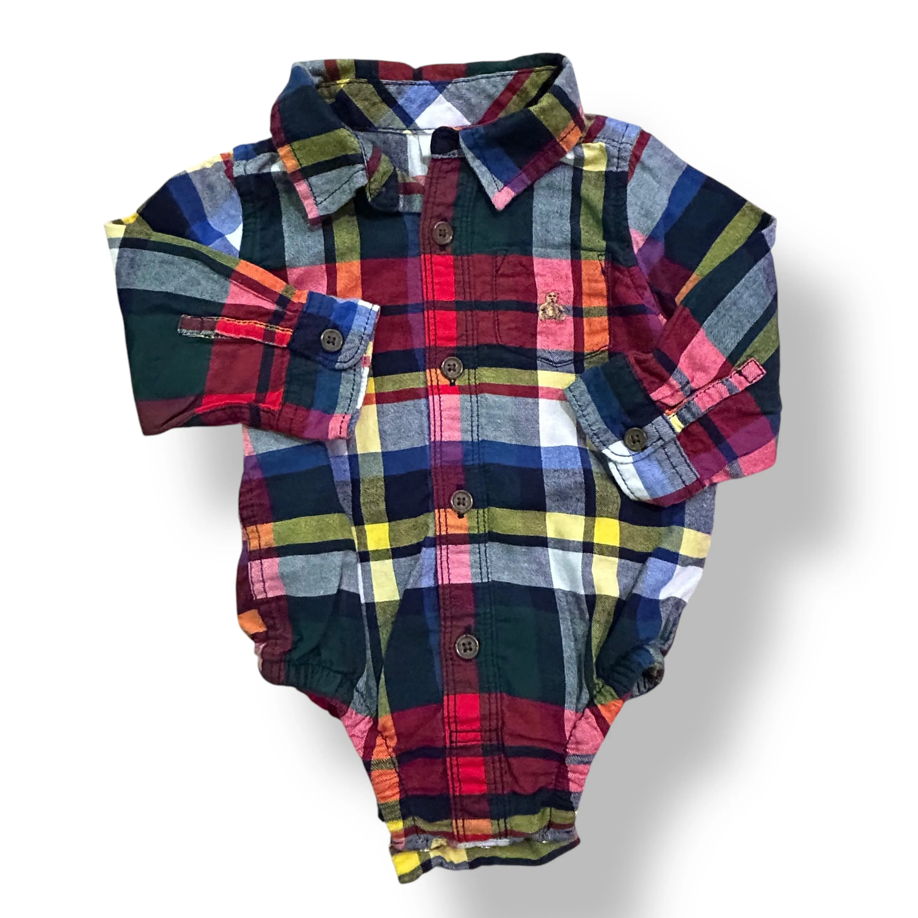 Boys Gap Size 6-12 Months Plaid Snap Bottom Flannel Bodysuit