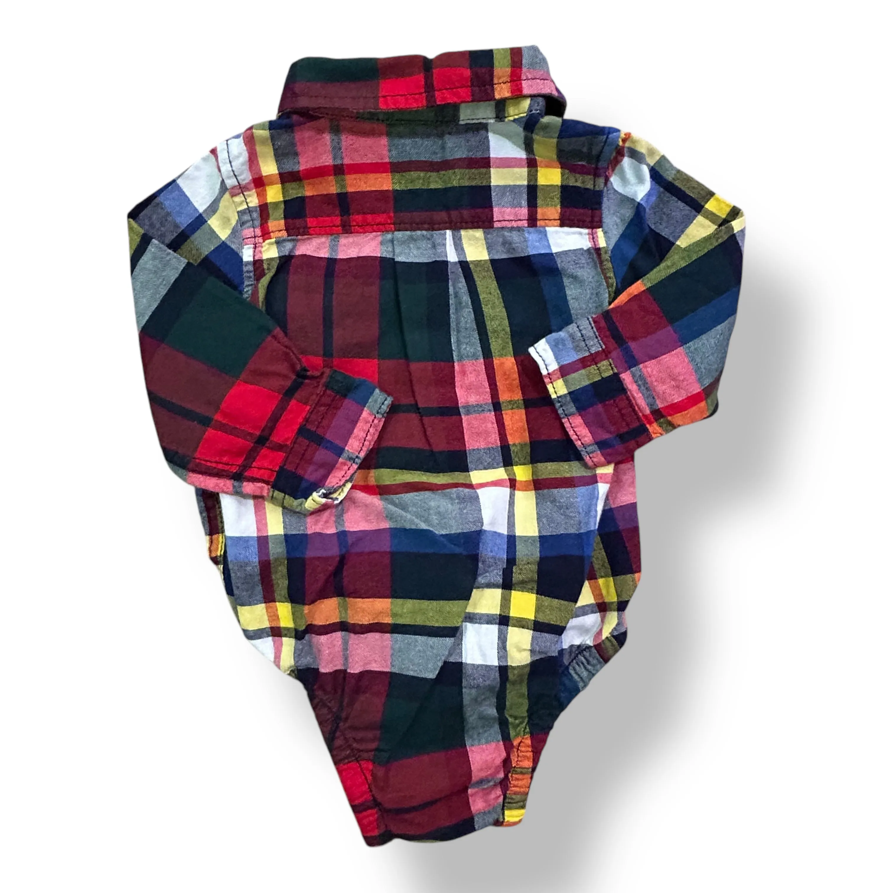 Boys Gap Size 6-12 Months Plaid Snap Bottom Flannel Bodysuit