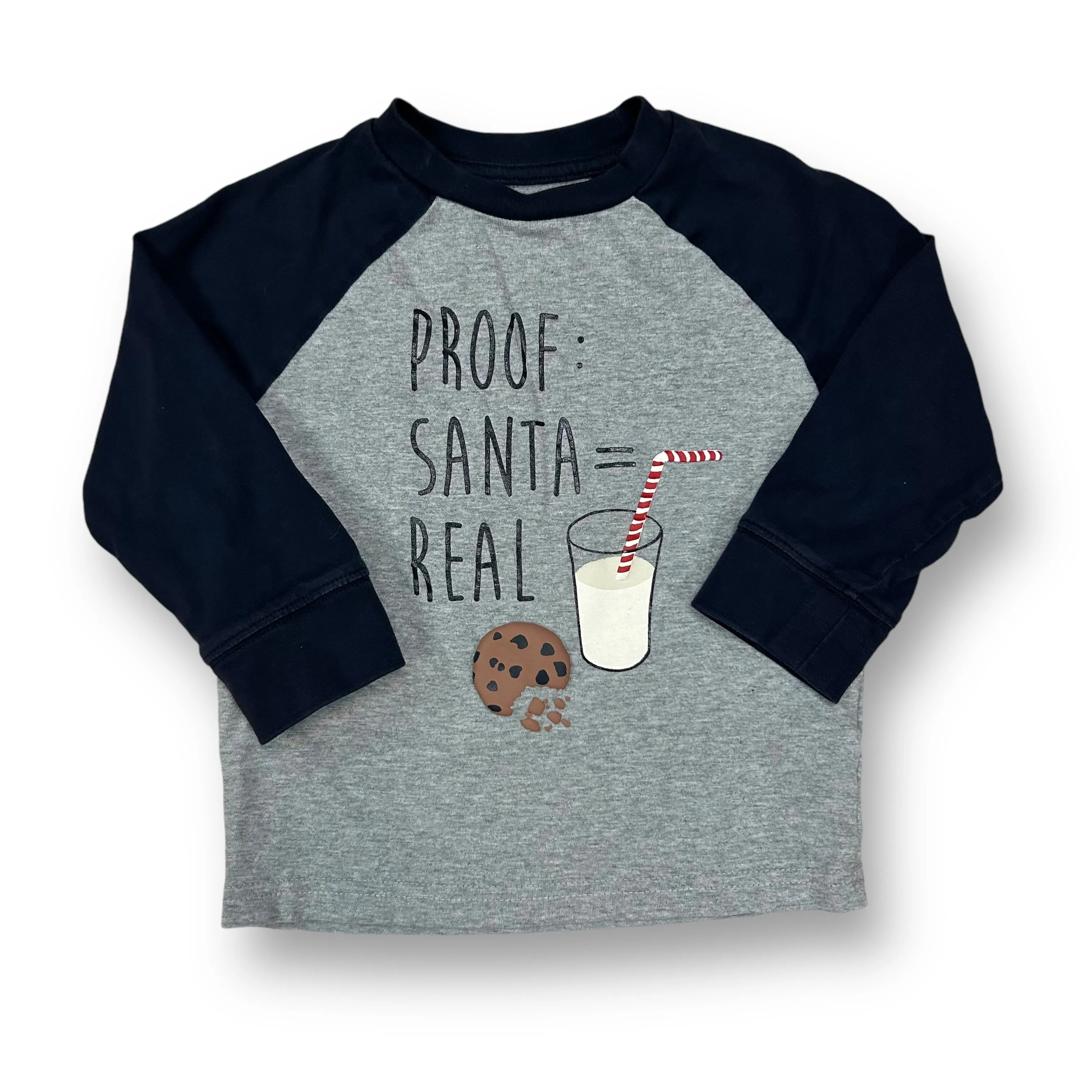 Boys Gymboree Size 18-24 Months Navy & Gray Christmas Long Sleeve Shirt