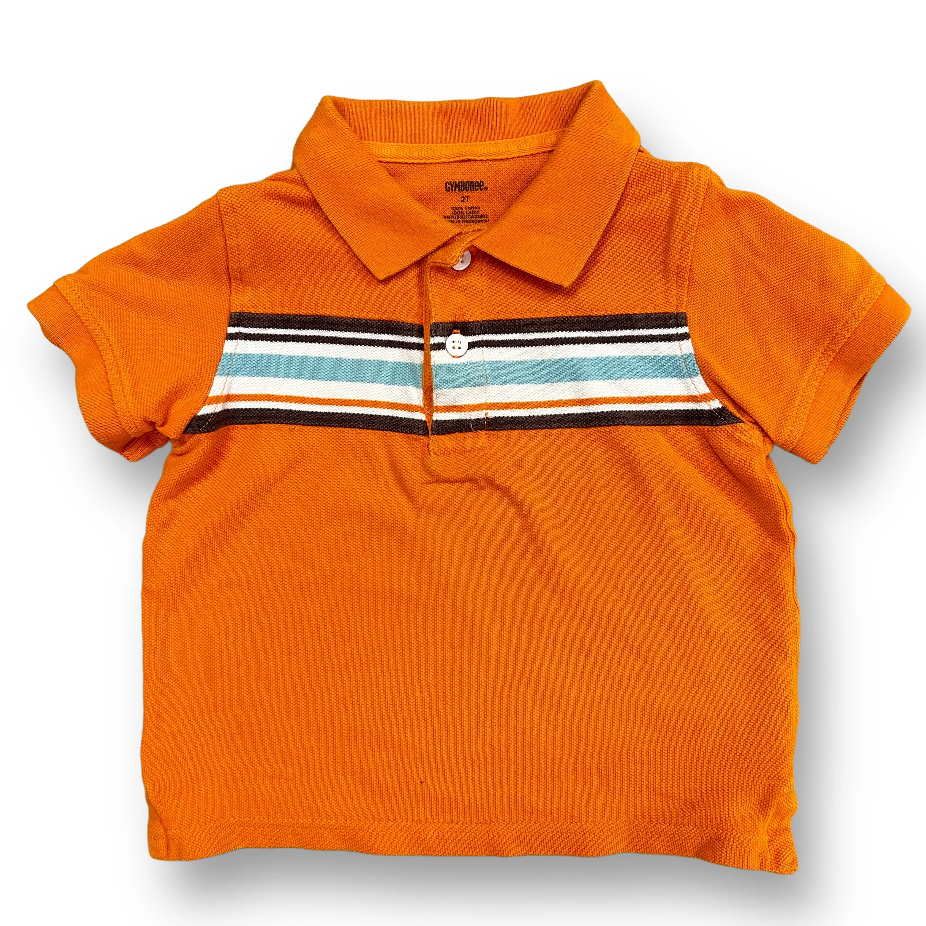 Boys Gymboree Size 2T Orange Striped Polo Shirt