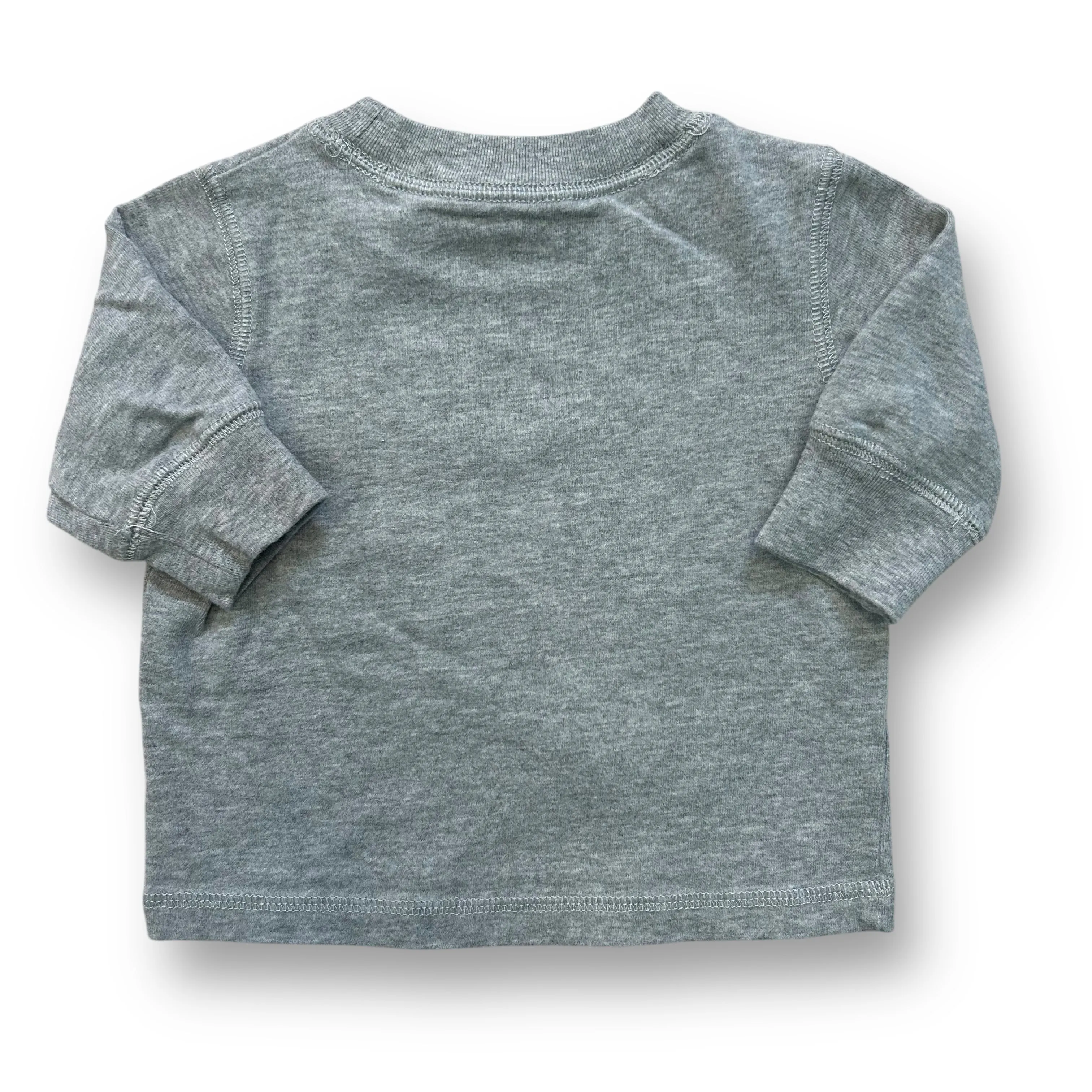 Boys Gymboree Size 3-6 Months Gray Embroidered Christmas Train Shirt