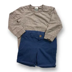Boys H&M Size 18 Months Country Blue Shorts & Long Sleeve Top Outfit