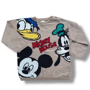 Boys H&M Size 3T Mickey and Friends Button Shoulder Knit Sweater