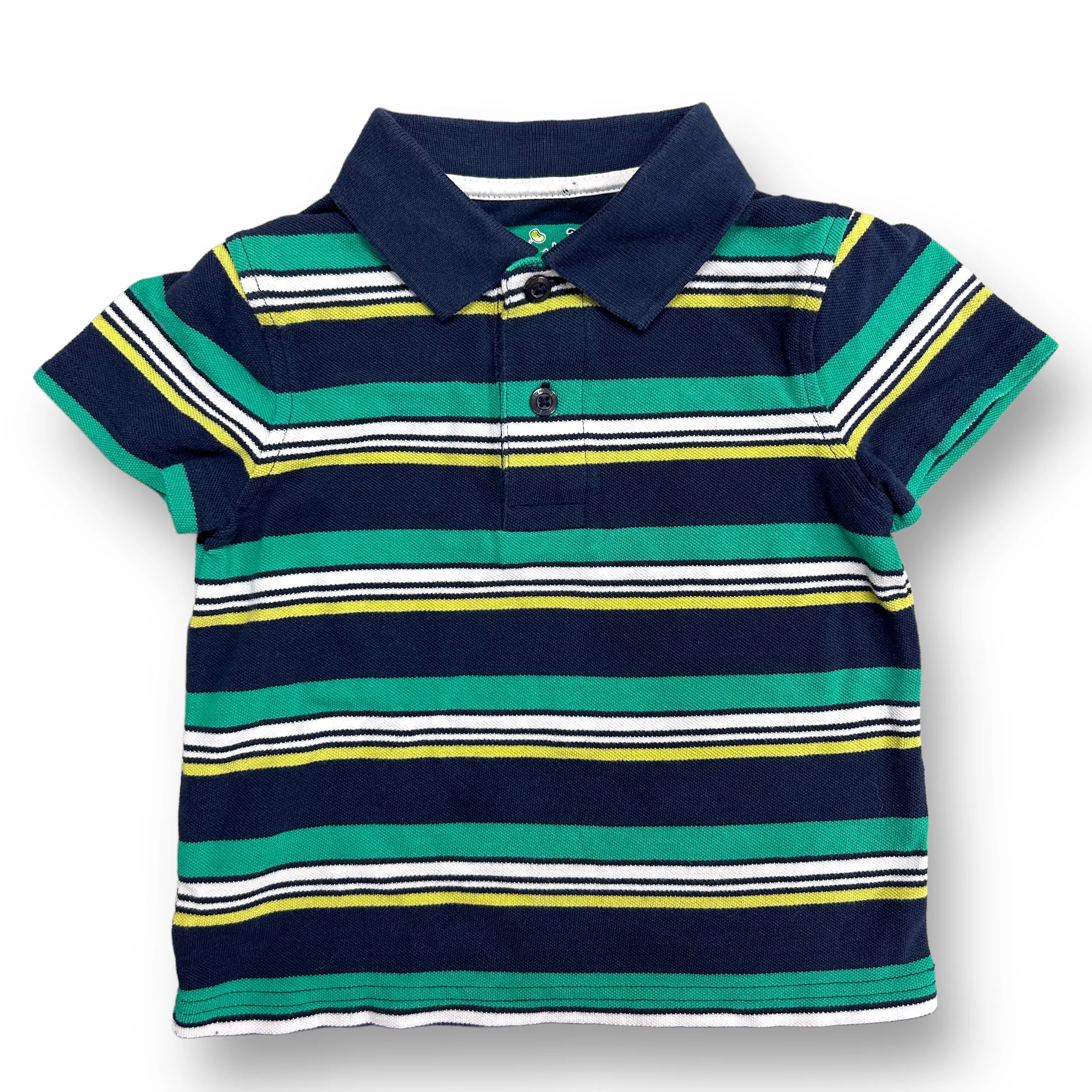 Boys Jumping Beans Size 2T Navy & Green Striped Polo Shirt