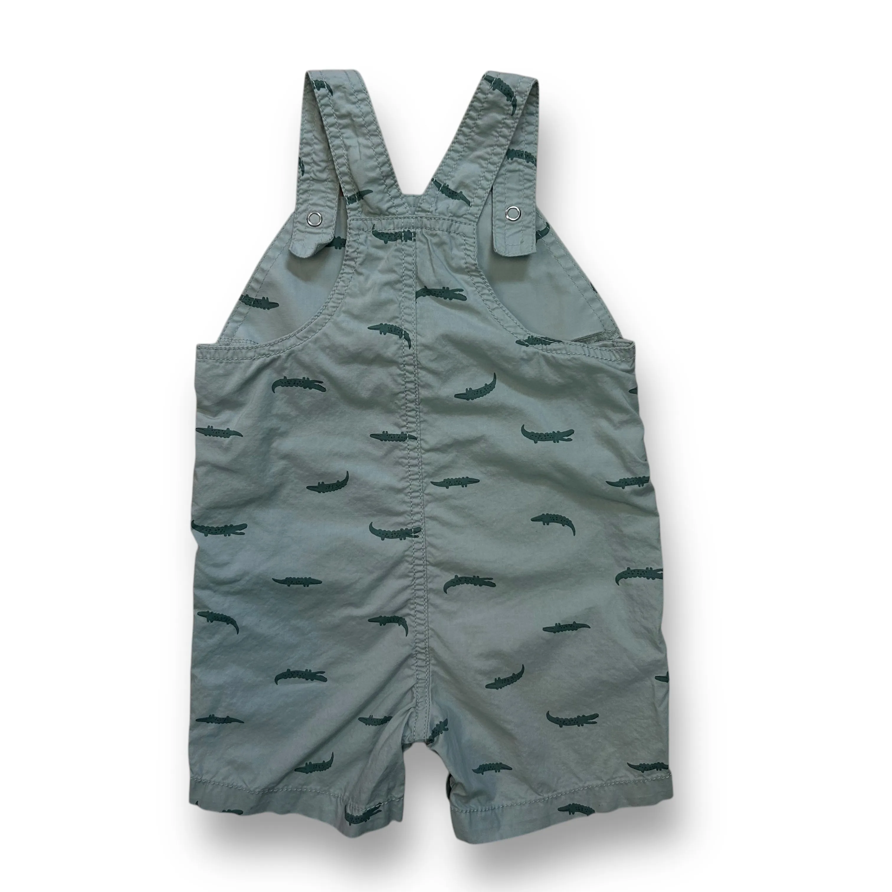 Boys Just One You Light Green Alligator Snap Bottom Shortalls