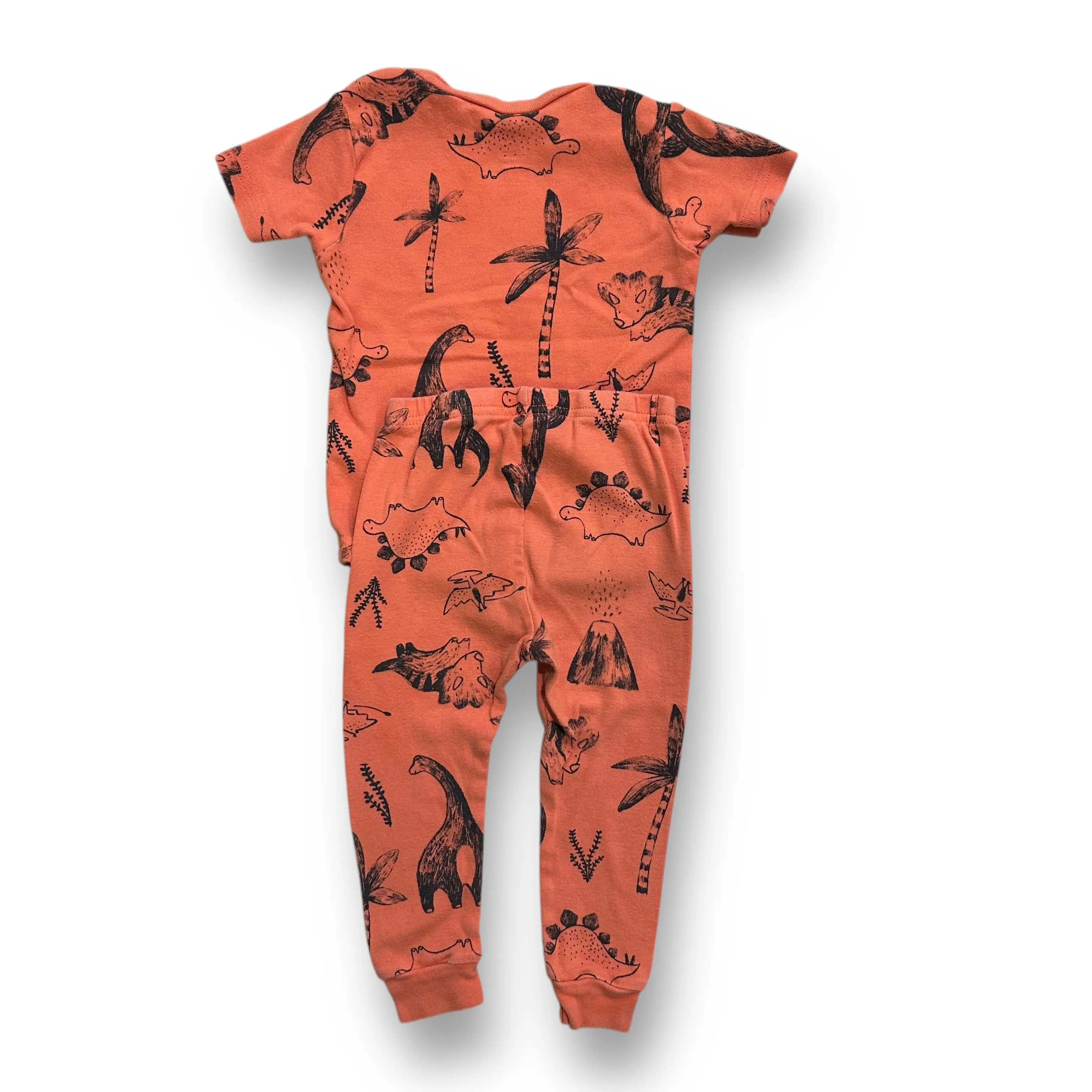 Boys Just One You Size 18 Months Orange Dino Print 2-Pc Pajamas