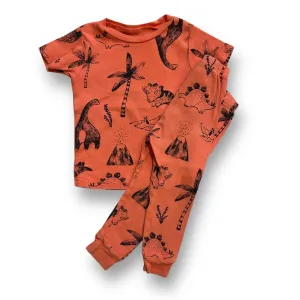 Boys Just One You Size 18 Months Orange Dino Print 2-Pc Pajamas