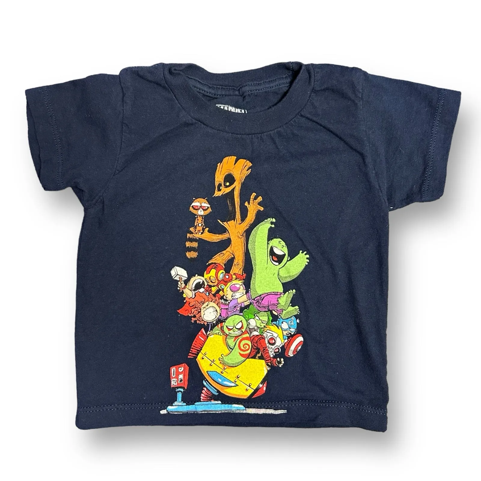 Boys Marvel Size 2T Navy Super Hero Short Sleeve Shirt