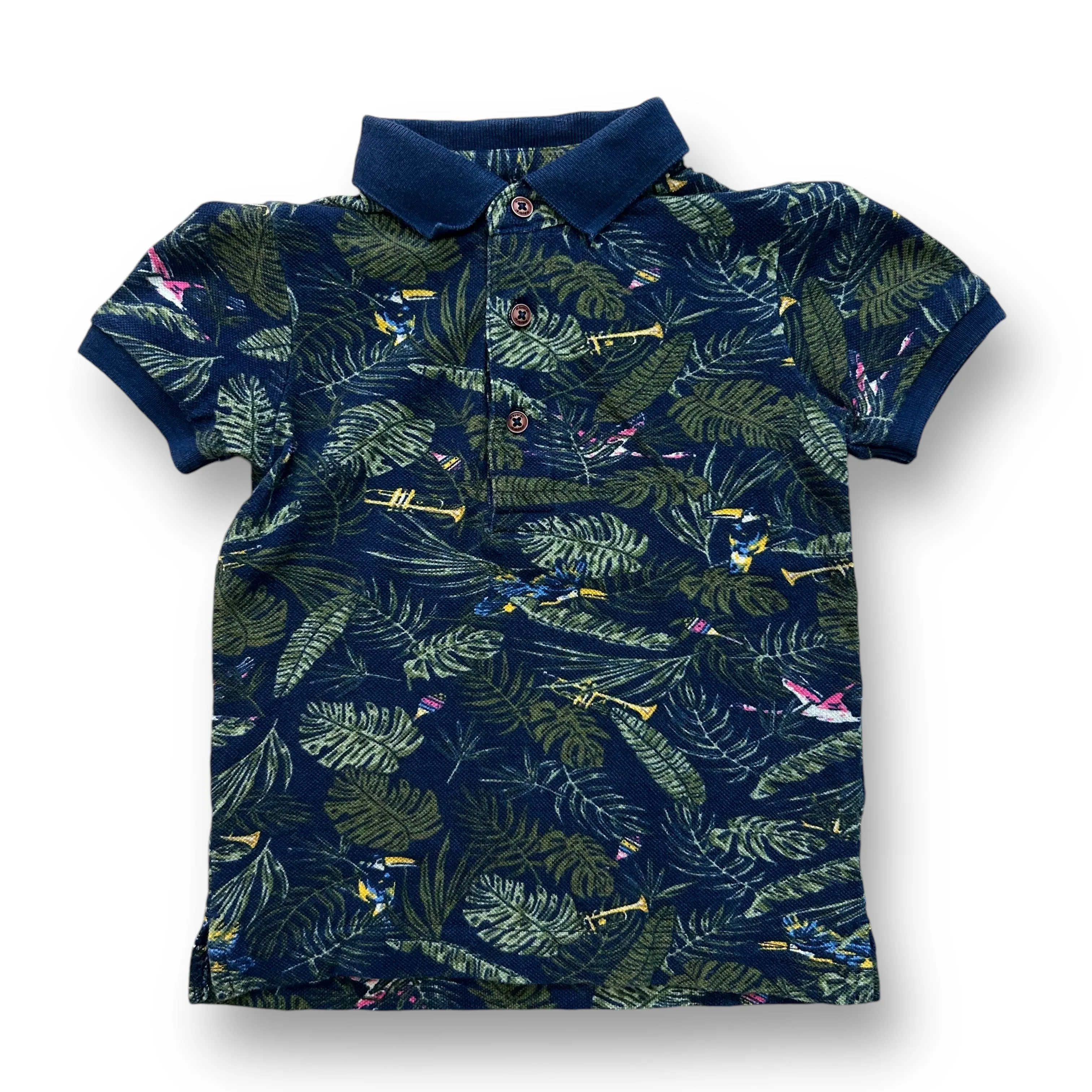 Boys Mayoral Size 12 Months Navy Tropical Print Polo Shirt