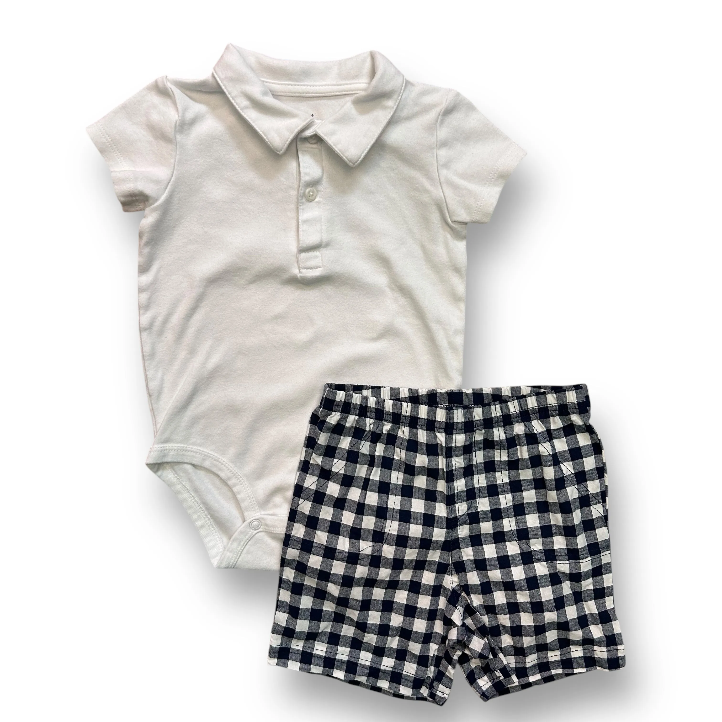 Boys Mix & Match Size 18 Months 2-Pc Checkered Shorts and Polo Outfit