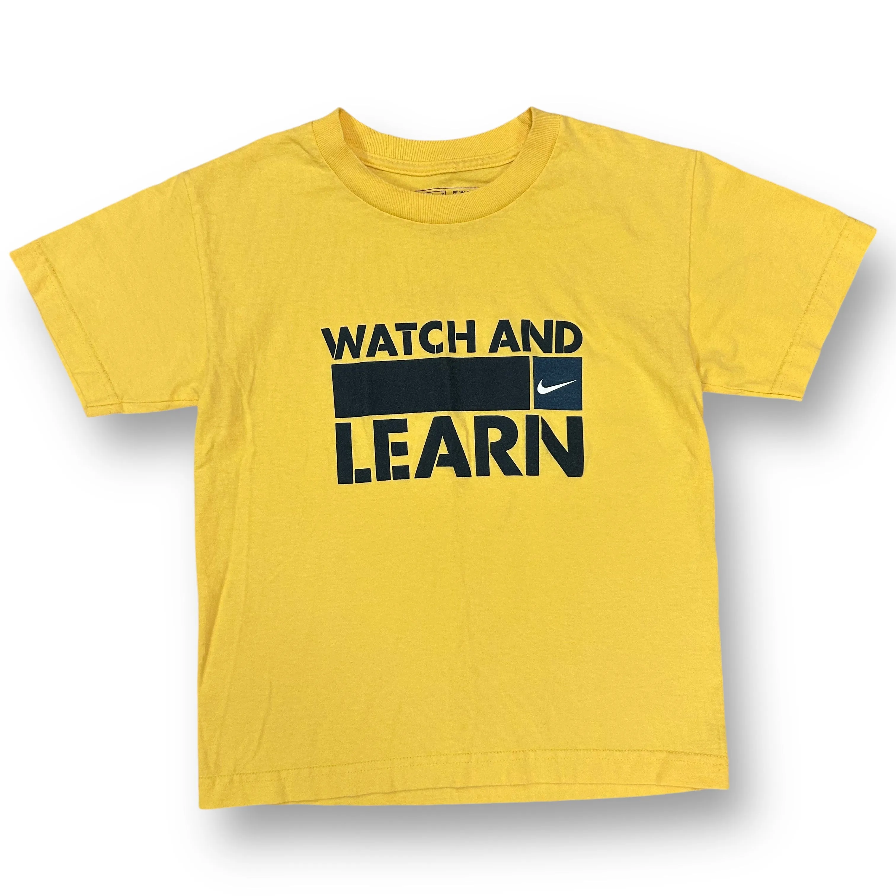 Boys Nike Size 8 YSM Yellow "Watch and Learn" Short Sleeve Shirt