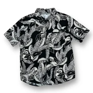Boys Old Navy Built-In Flex Size 8 B&W Tropical Print Button Down Shirt