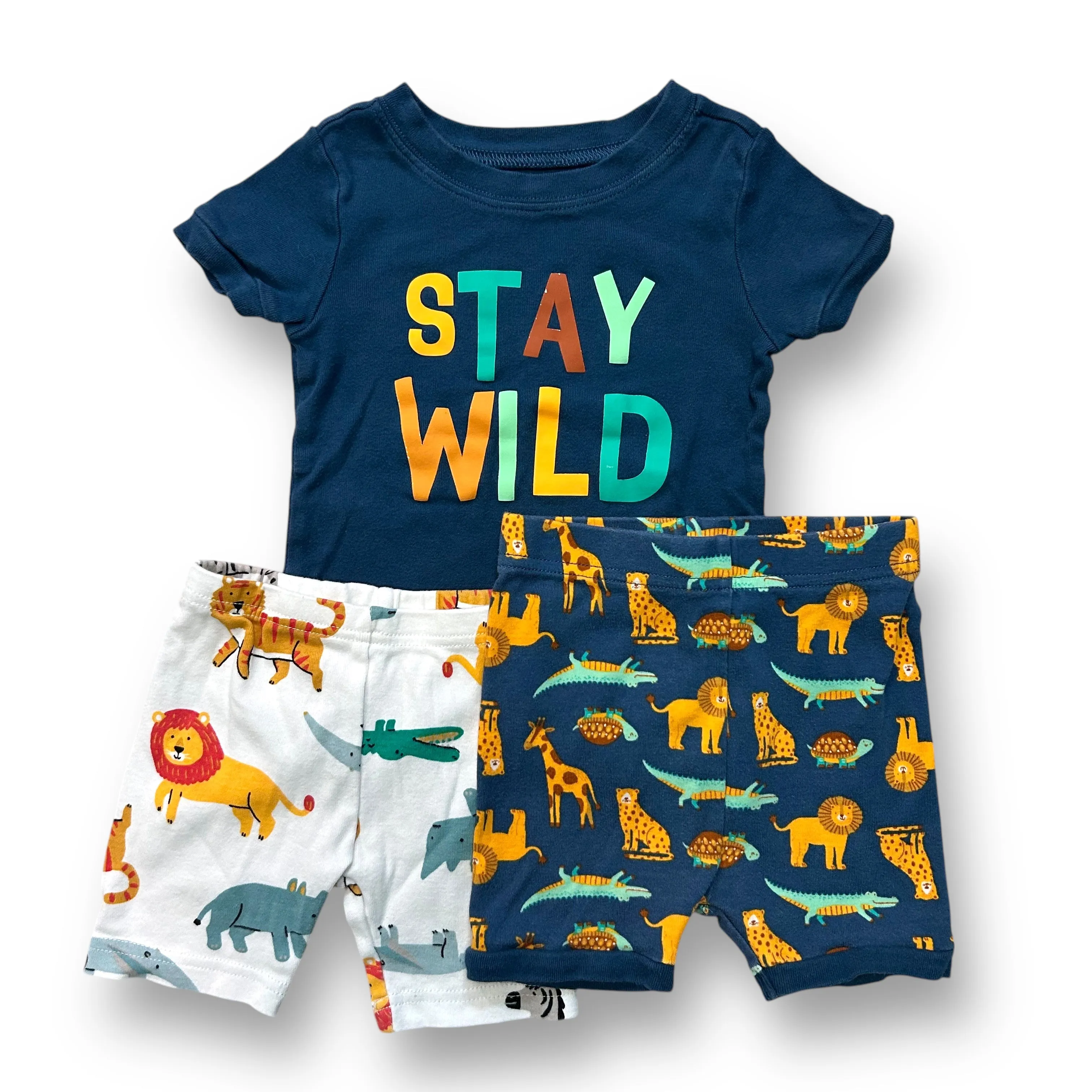 Boys Old Navy Size 18-24 Months 3-Pc Stay Wild Animal Print PJ's