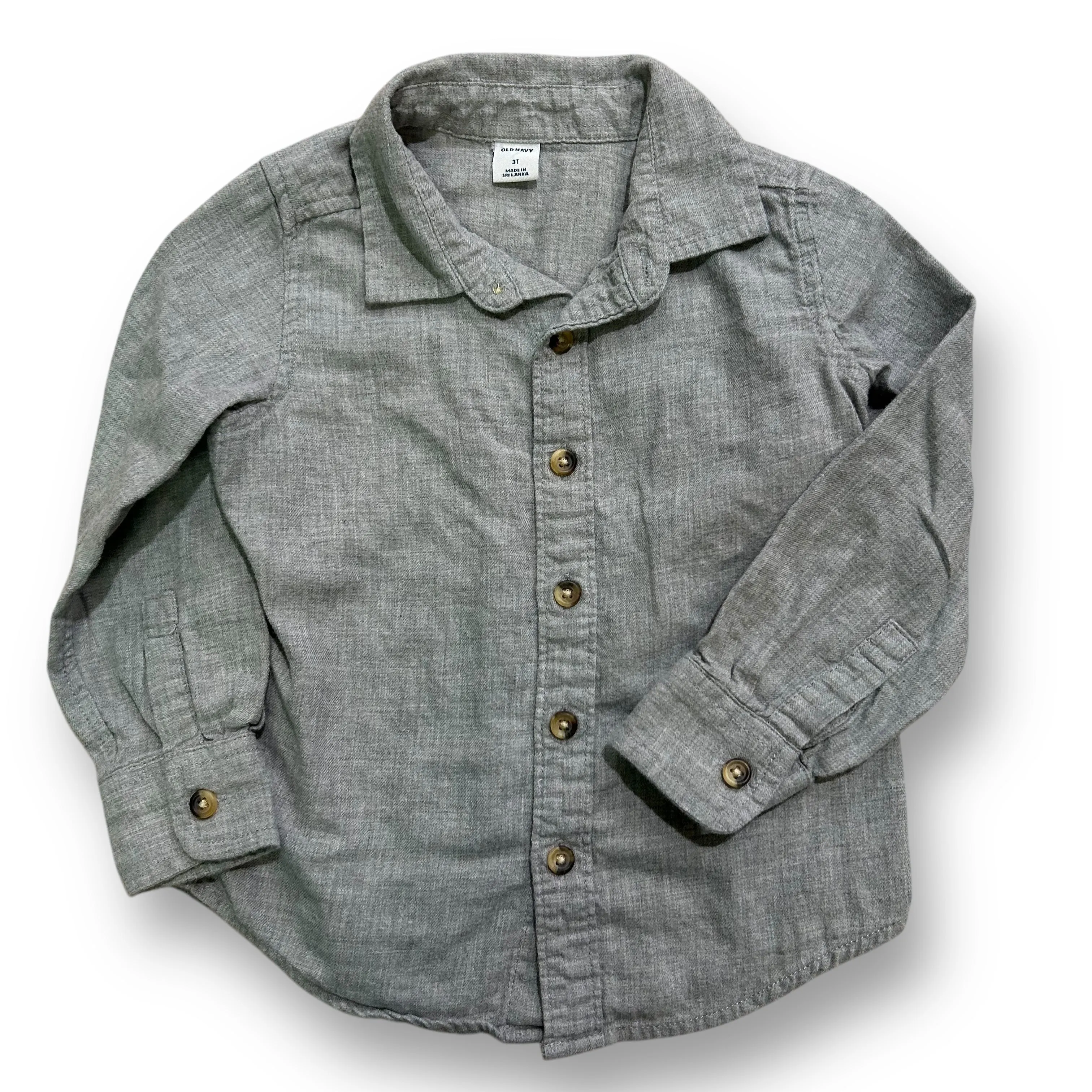 Boys Old Navy Size 2T Gray Long Sleeve Button Down Shirt