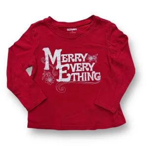Boys Old Navy Size 2T Red 'Merry Everything' Christmas Long Sleeve Tee