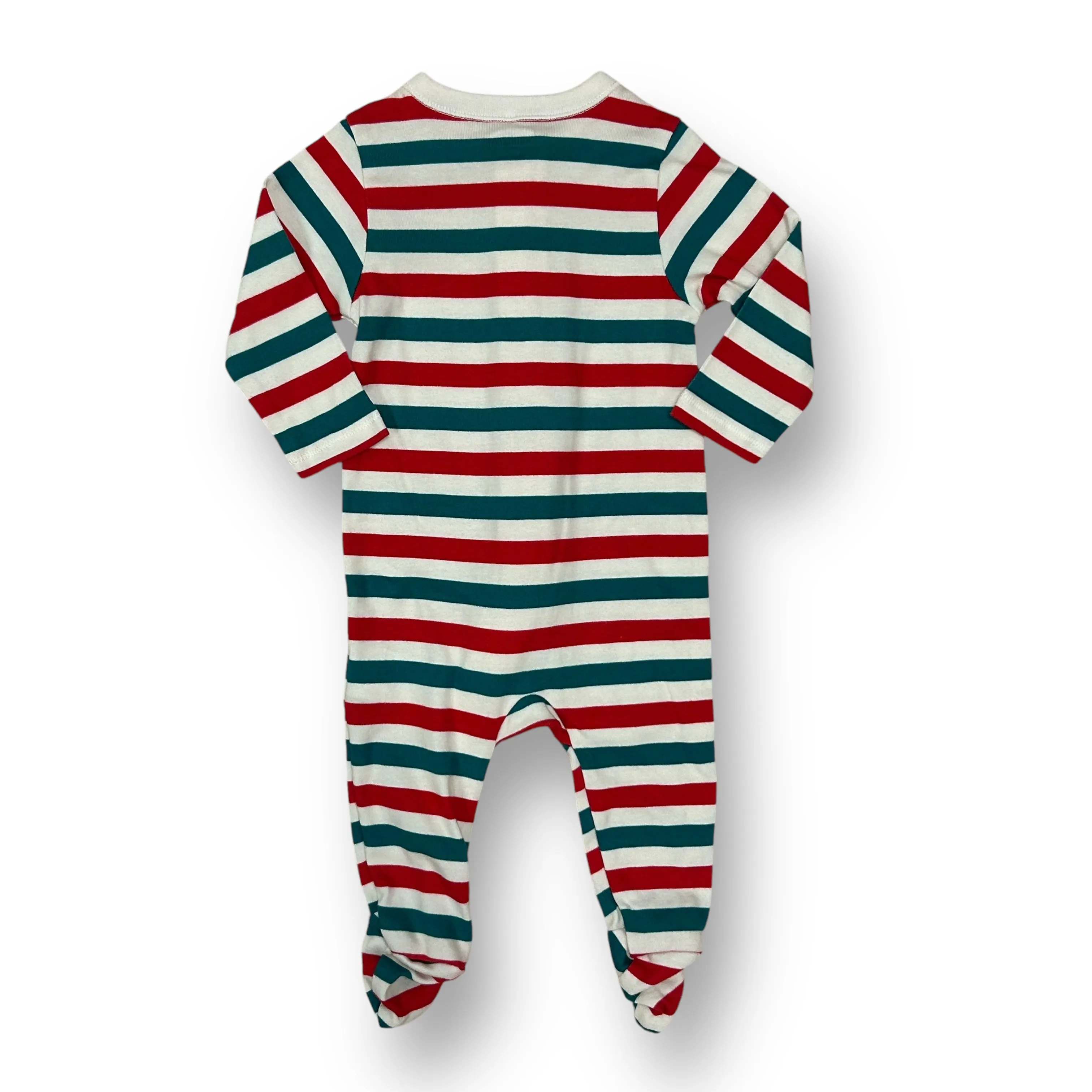 Boys Old Navy Size 3-6 Months Red & Green Striped Zippered Footie Sleeper