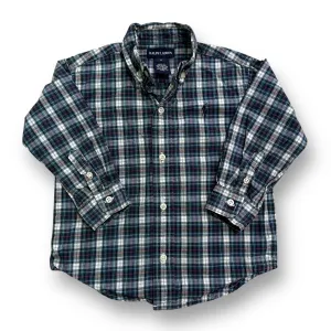 Boys Ralph Lauren Size 2T Navy Plaid Long Sleeve Button Down Shirt