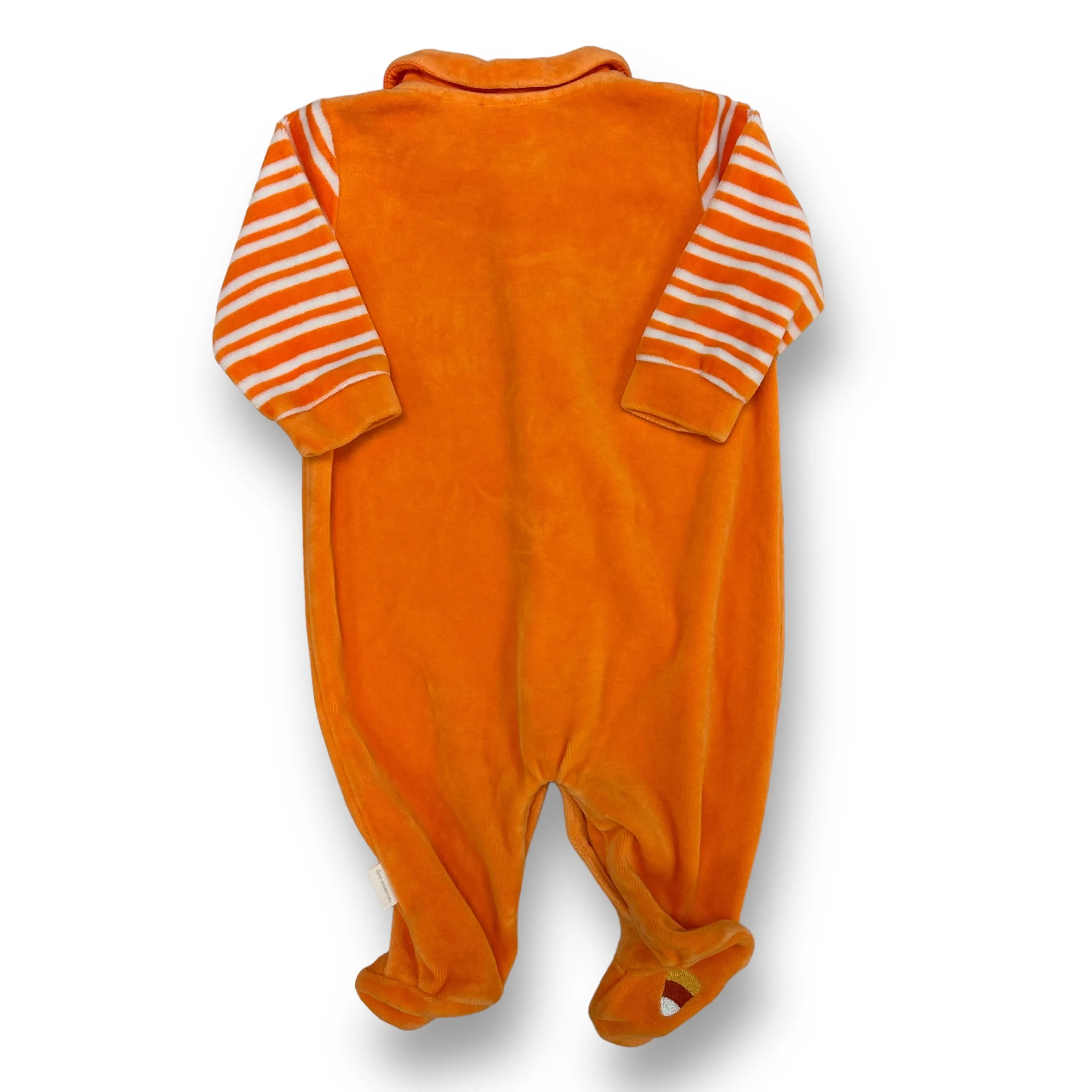 Boys Size 0-3 Months Orange Velour Button Up Halloween Footie One-Piece