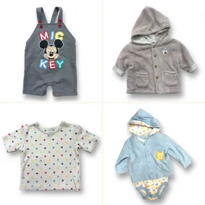 Boys Size 12 Months 4pc Mixed Lot of Shirts, Overalls, and Lightweight Jacket