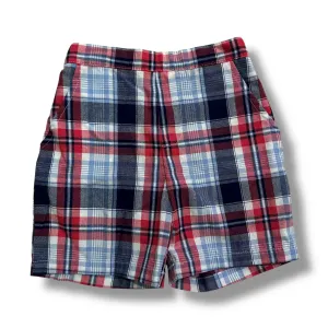 Boys Size 3/3T Lightweight Red & Blue Plaid Stretch Waist Shorts