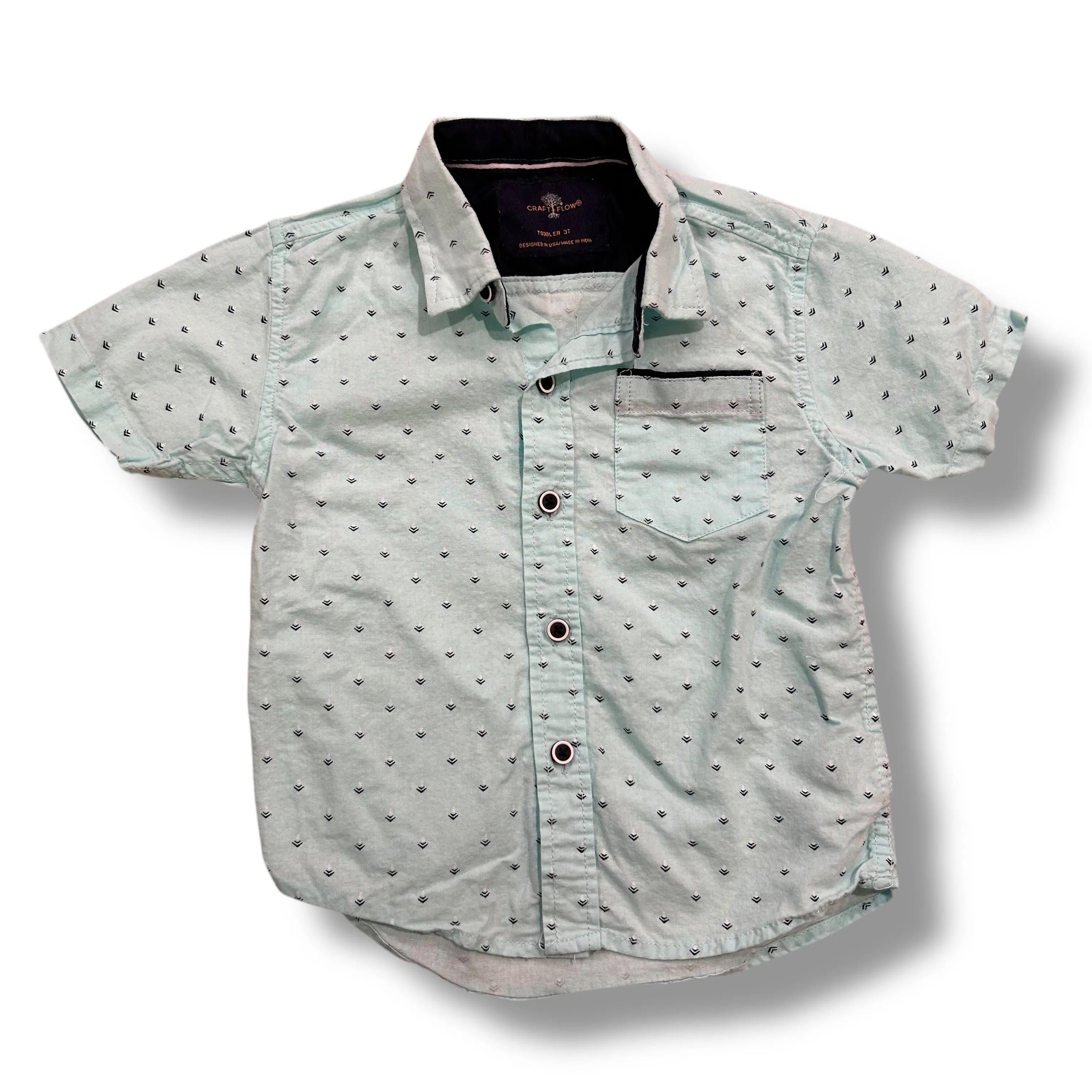 Boys Size 3T Dress Shirt Craft   Flow Button Up Short Sleeve Top