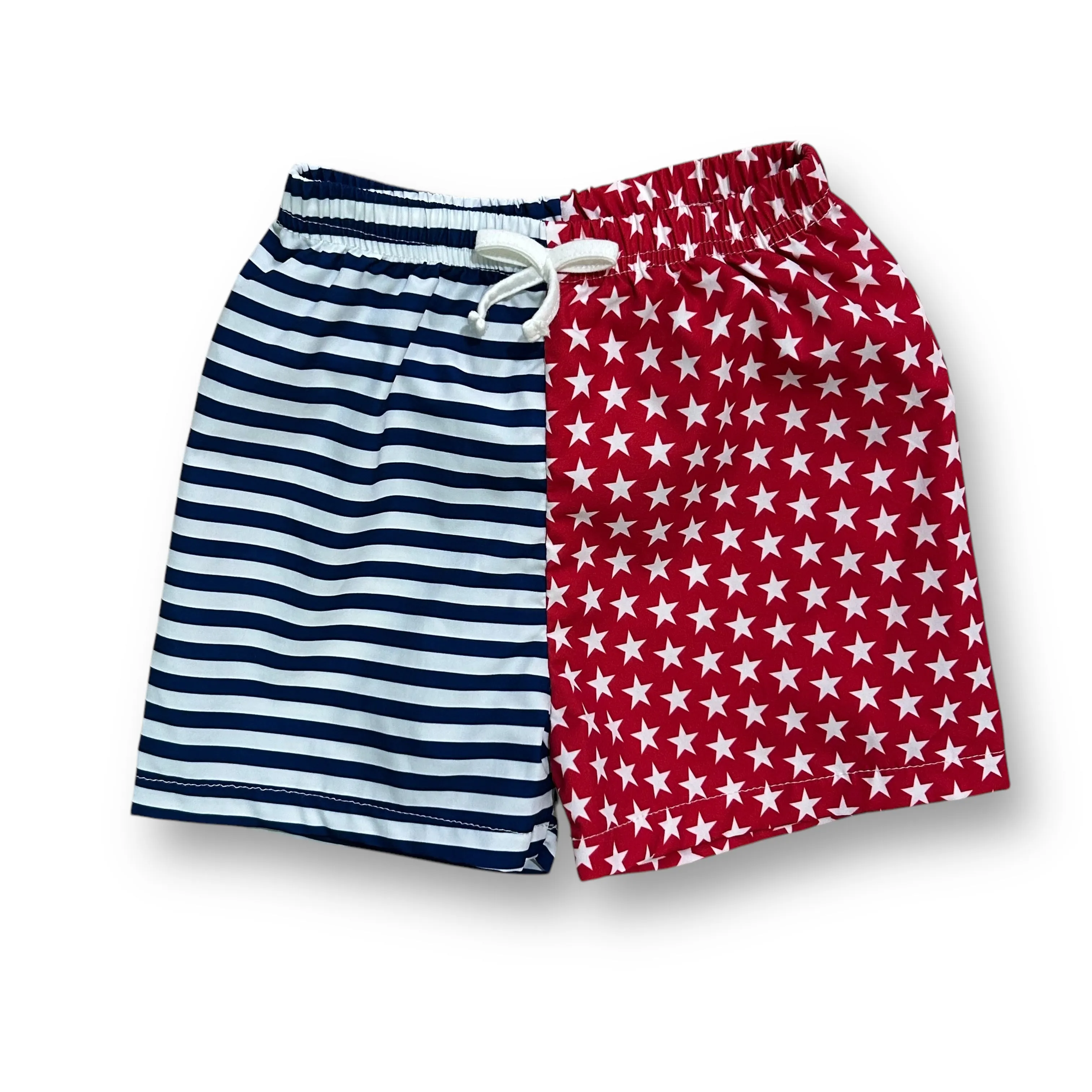 Boys Size 4 Red, White, & Blue USA Print Swim Trunks